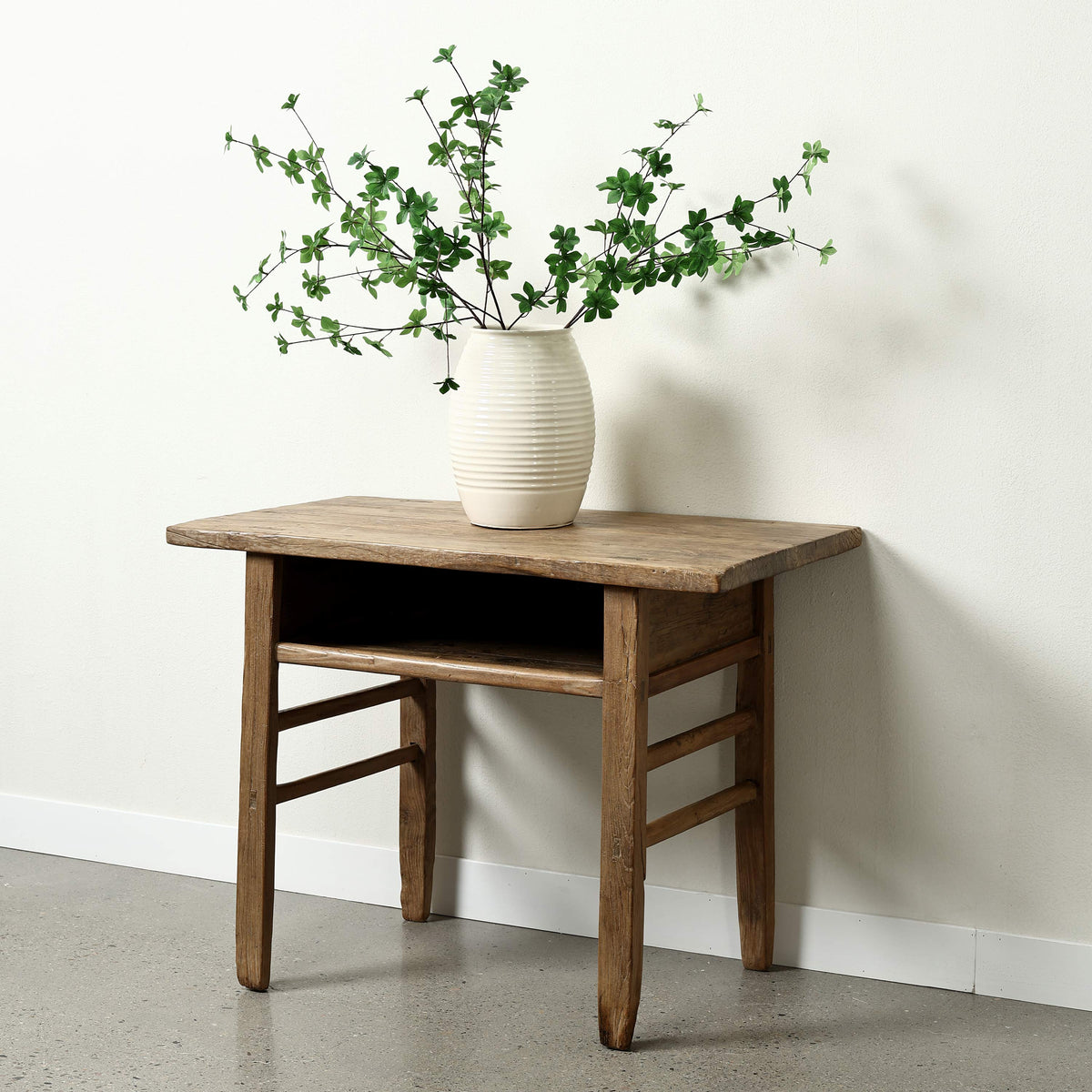 Approx. 44 Inches Vintage Table with Storage, Weathered Natural