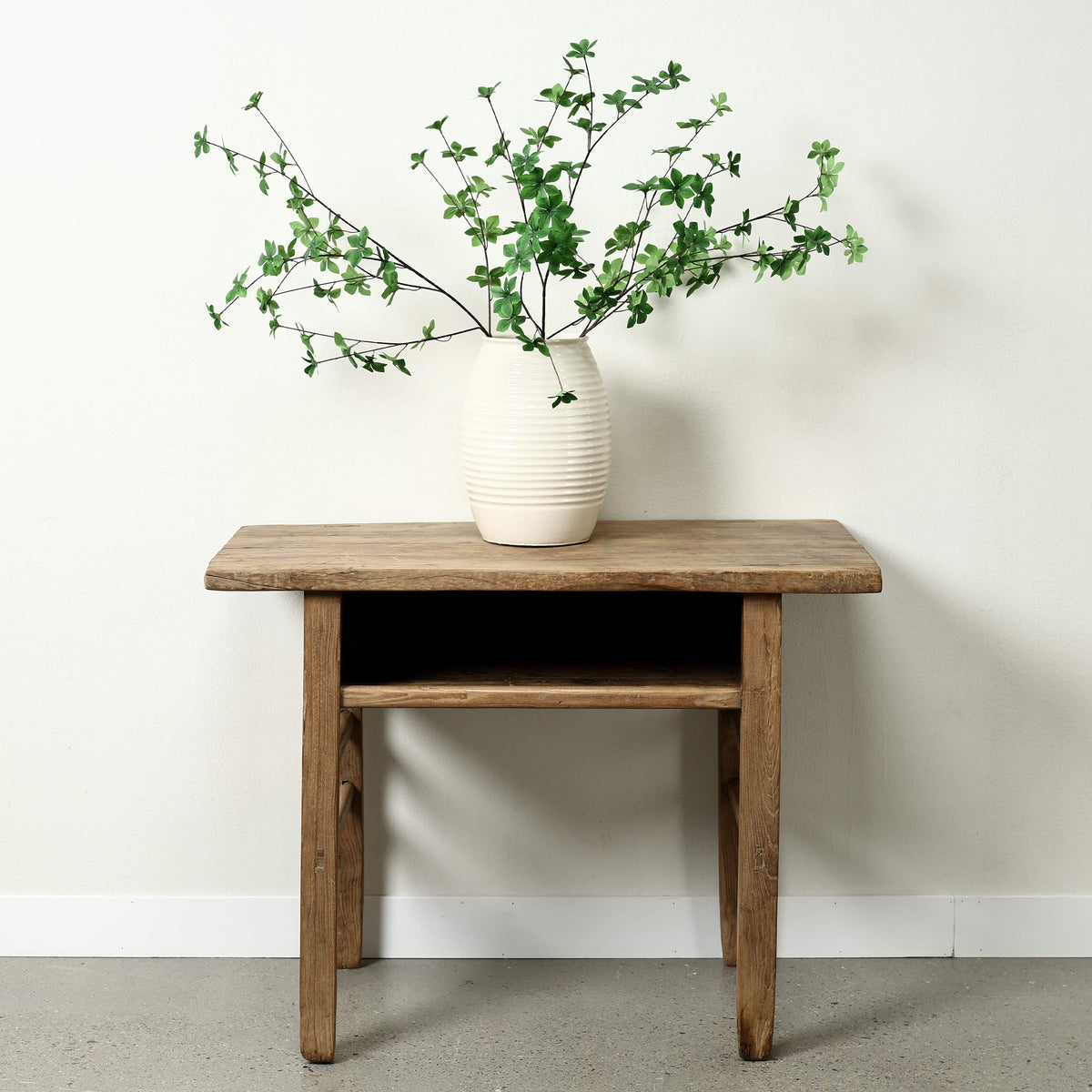 Approx. 44 Inches Vintage Table with Storage, Weathered Natural