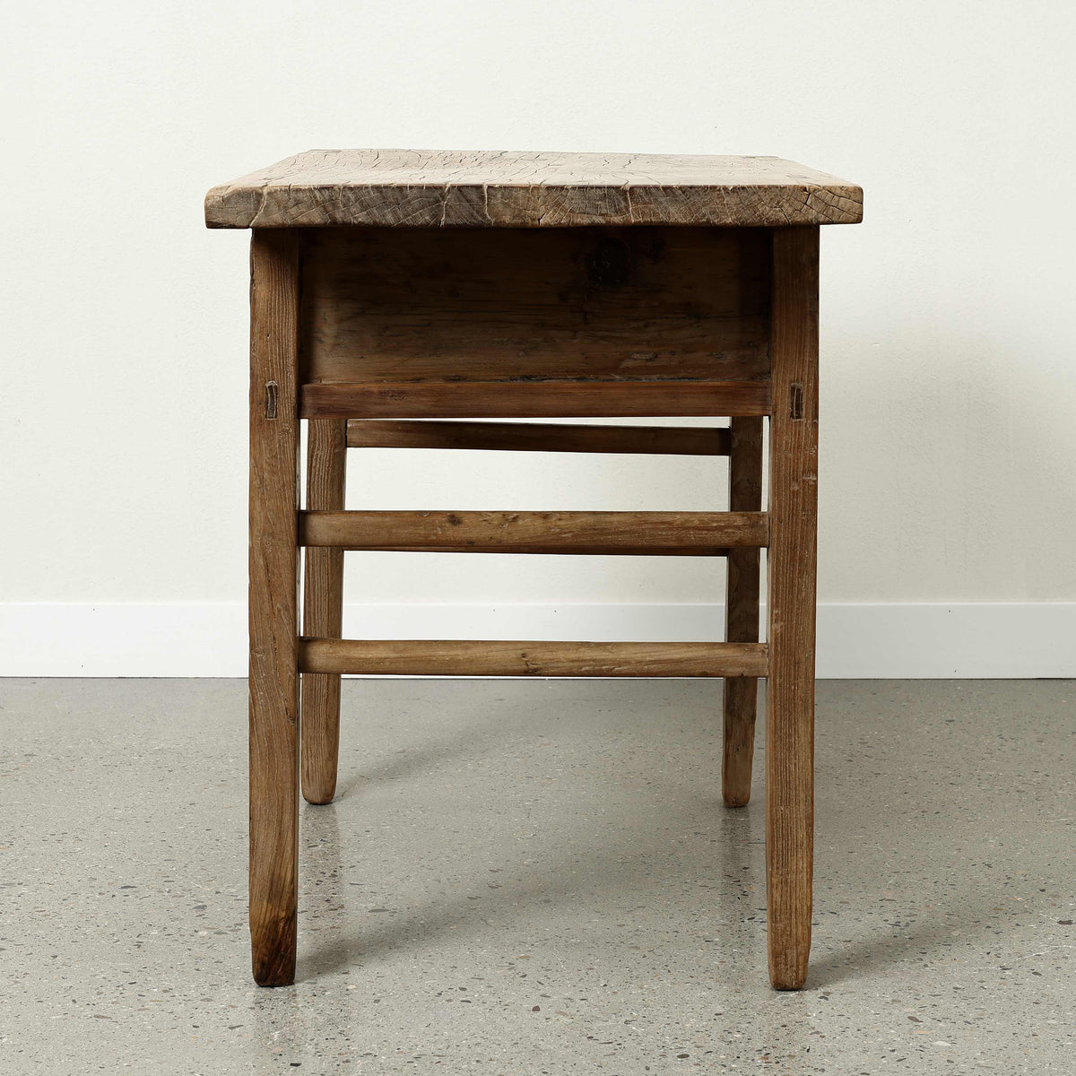 Approx. 44 Inches Vintage Table with Storage, Weathered Natural