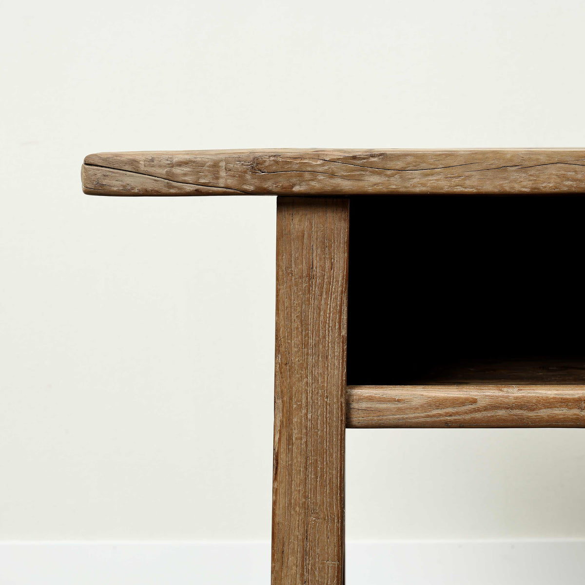 Approx. 44 Inches Vintage Table with Storage, Weathered Natural