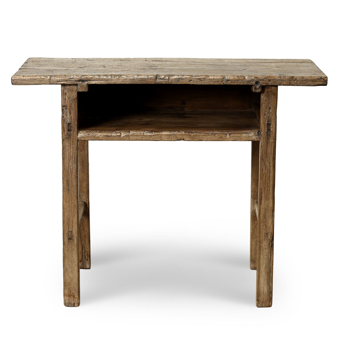Approx. 42 Inches Vintage Table with Storage, Weathered Natural