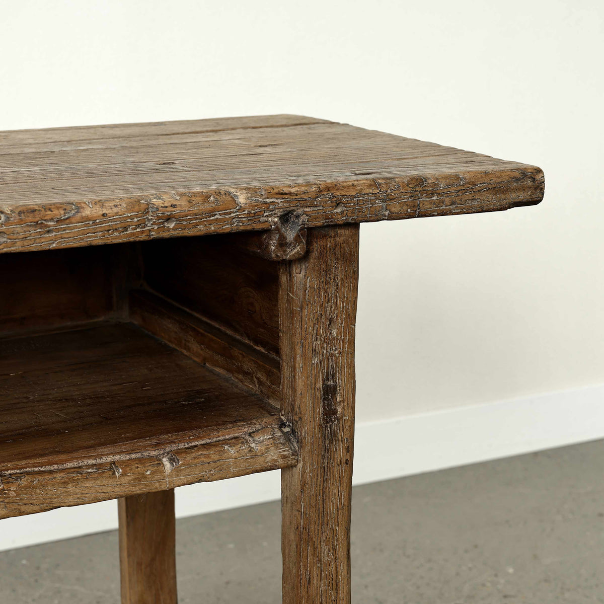 Approx. 42 Inches Vintage Table with Storage, Weathered Natural