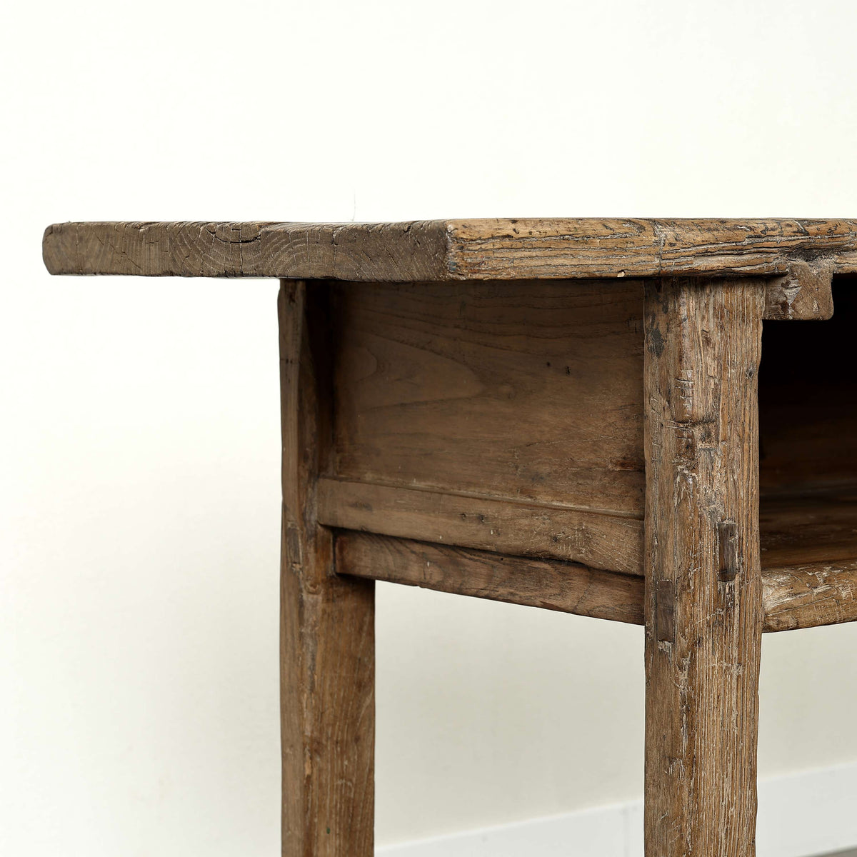 Approx. 42 Inches Vintage Table with Storage, Weathered Natural