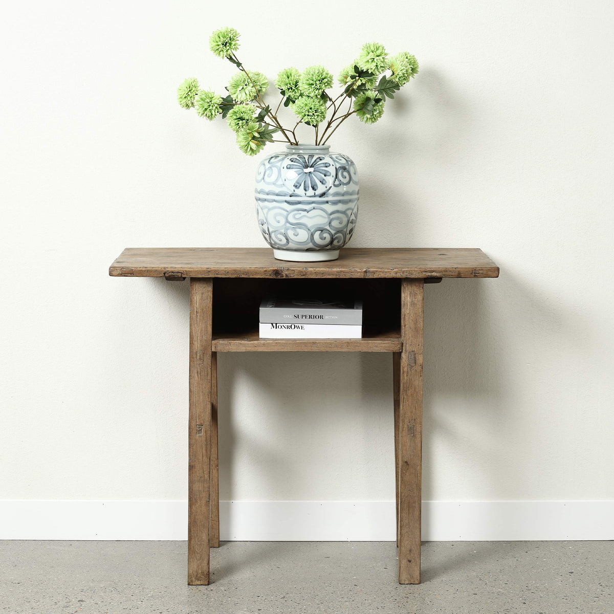 Approx. 39 Inches Vintage Table with Storage, Weathered Natural