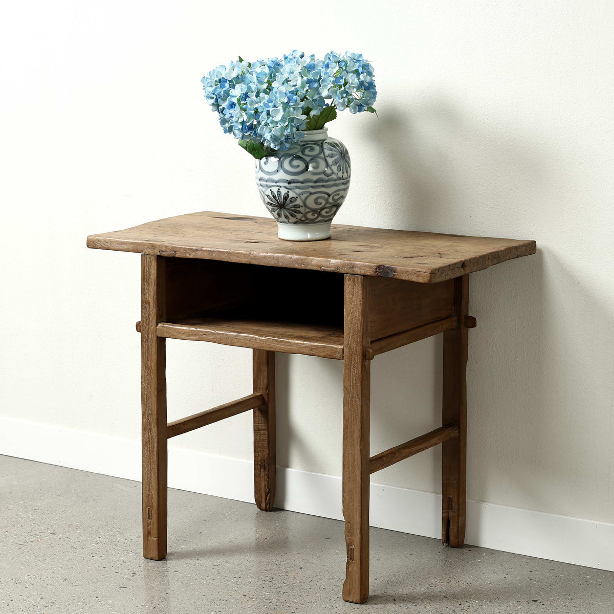 Approx. 39 Inches Vintage Table with Storage, Weathered Natural