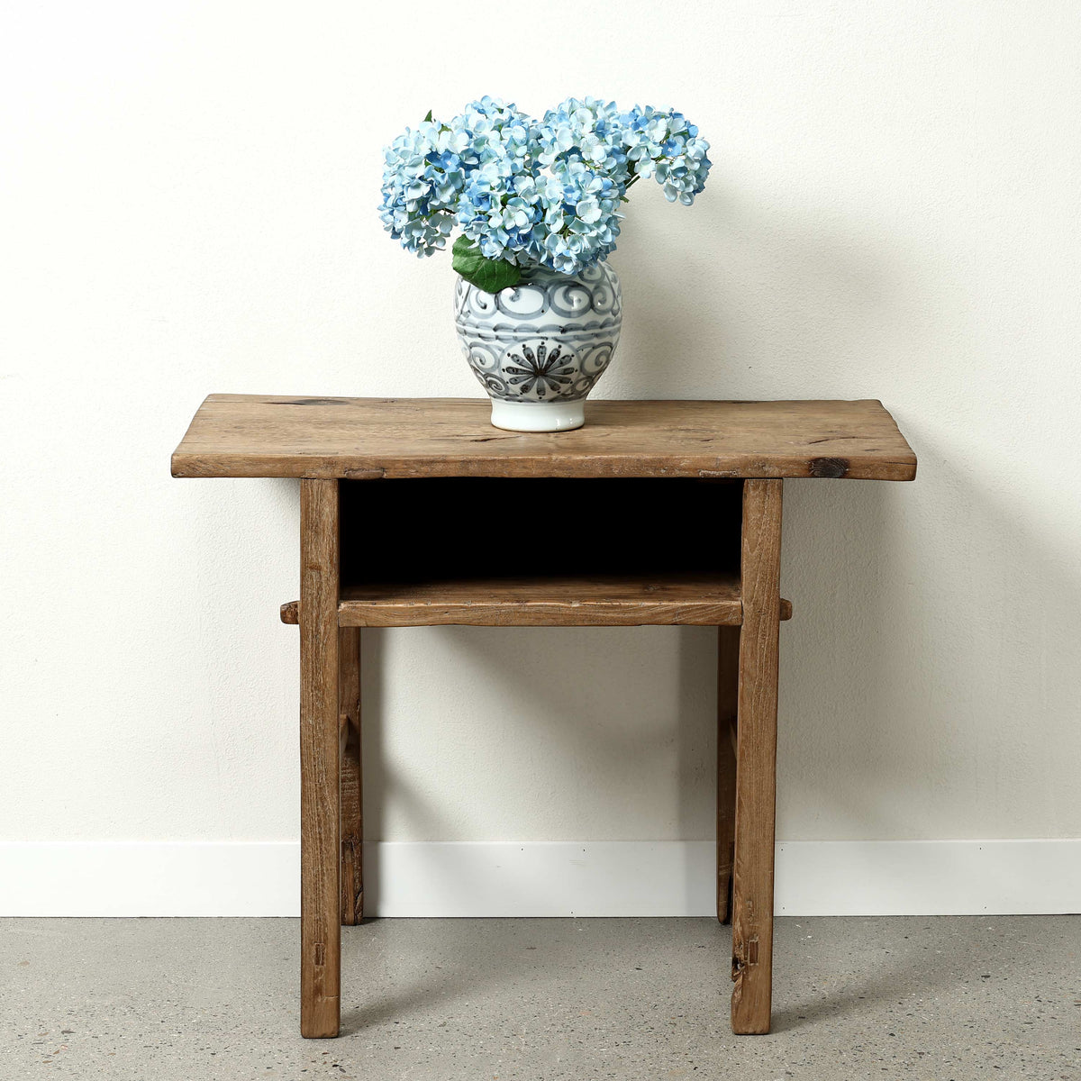 Approx. 39 Inches Vintage Table with Storage, Weathered Natural