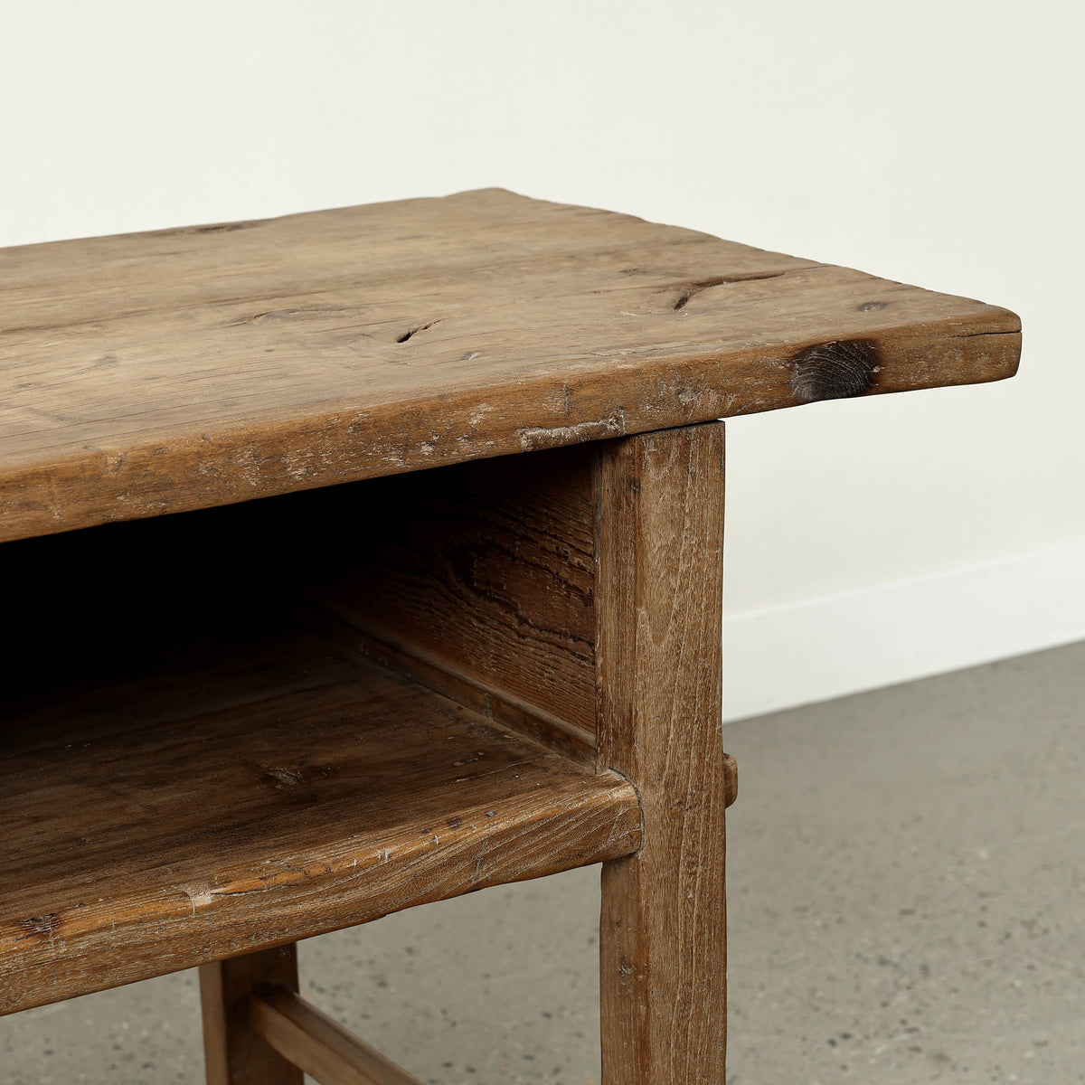 Approx. 39 Inches Vintage Table with Storage, Weathered Natural