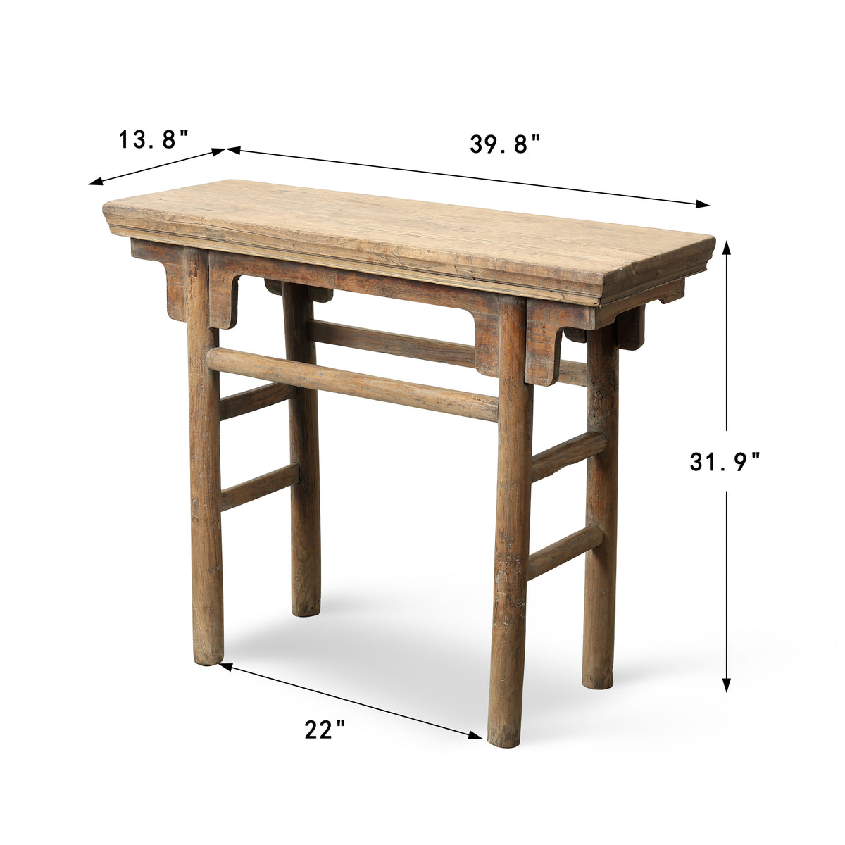 Vintage Narrow Console 40" Wide 13.8" Deep Weathered Natural