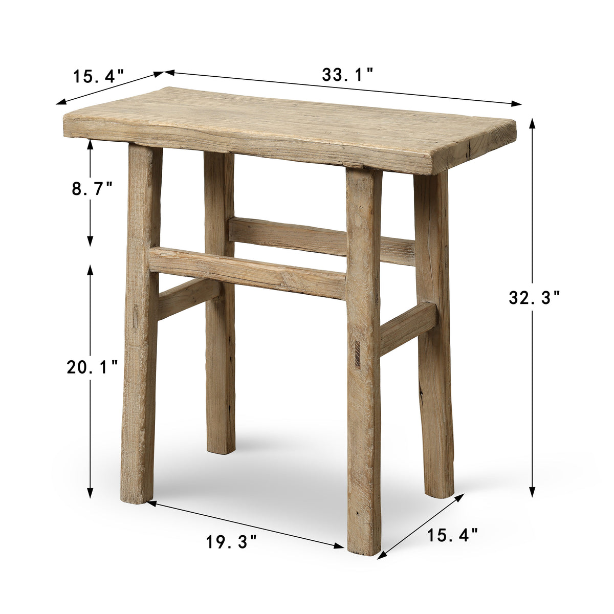 Vintage Narrow Console 33" Wide Weathered Natural