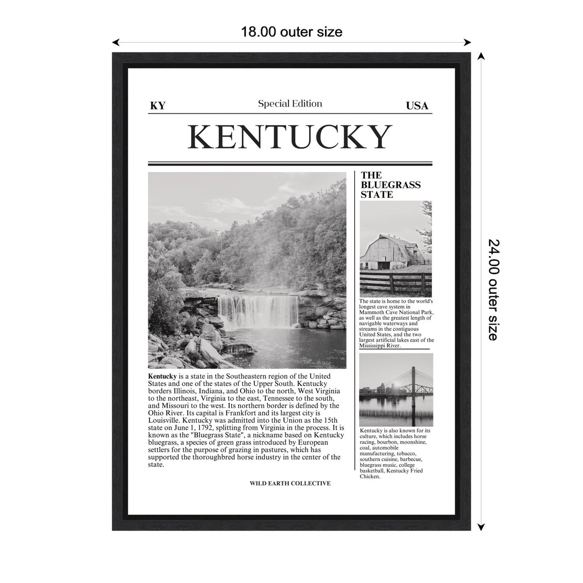 Kentucky Article by Megan Ryan Framed Canvas Wall Art Print