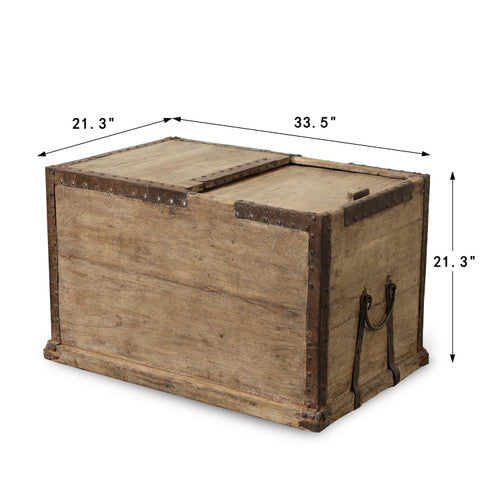 Vintage Storage Trunk Coffee Table with Iron Stapples 33.5"W 21.3"D image 2
