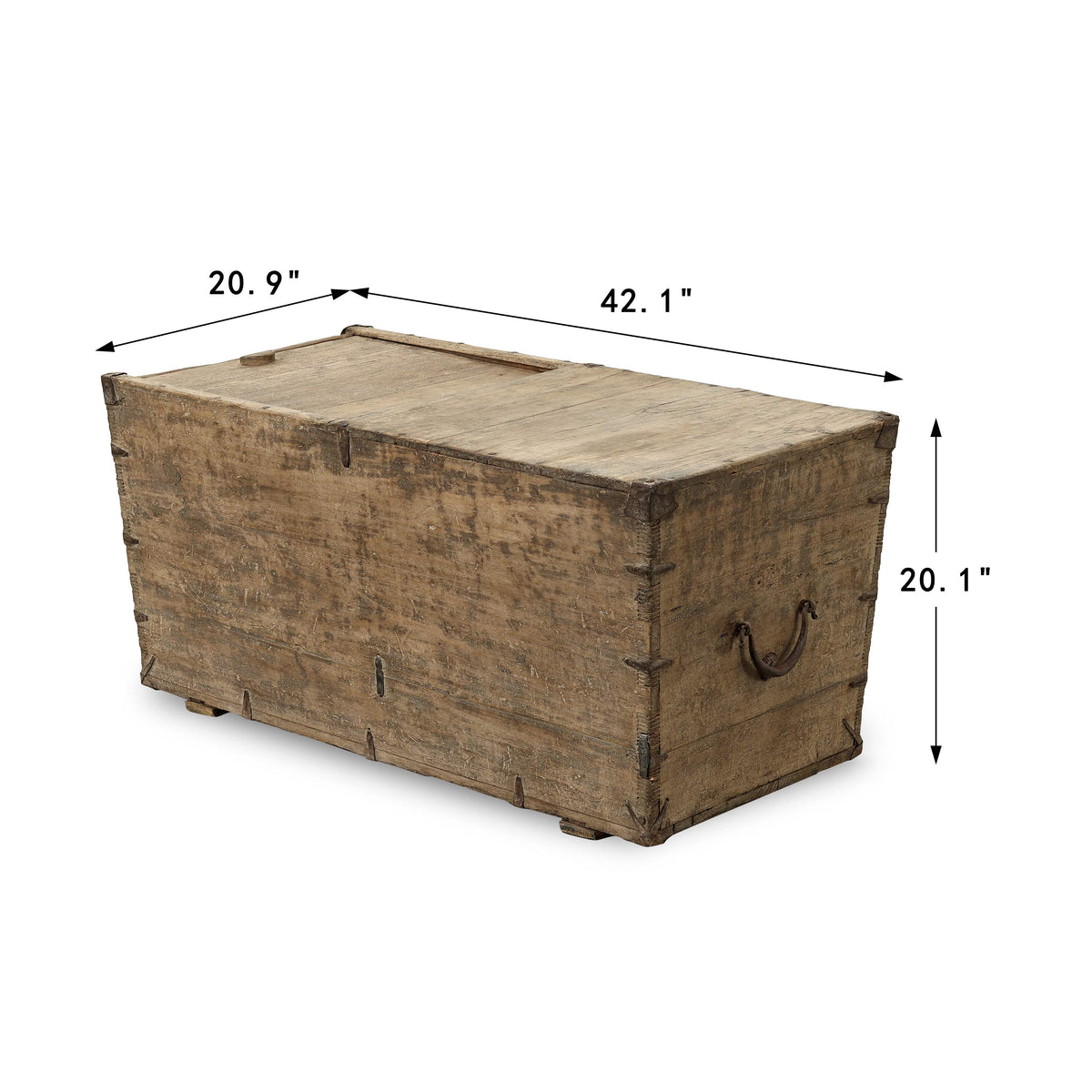 Vintage Storage Trunk Coffee Table with Iron Stapples 42"W 21"D