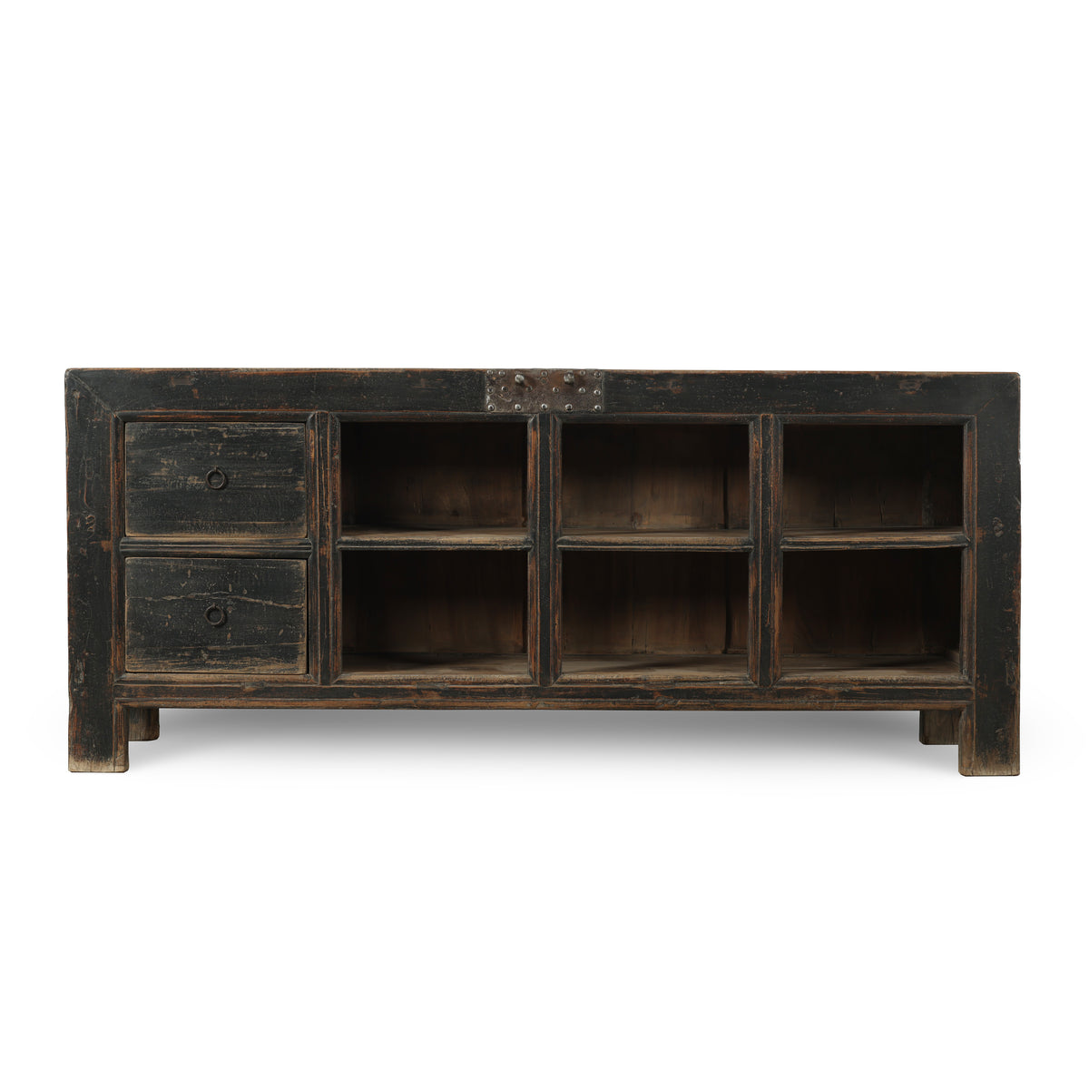 81" W Vintage Counter Table Distressed Black