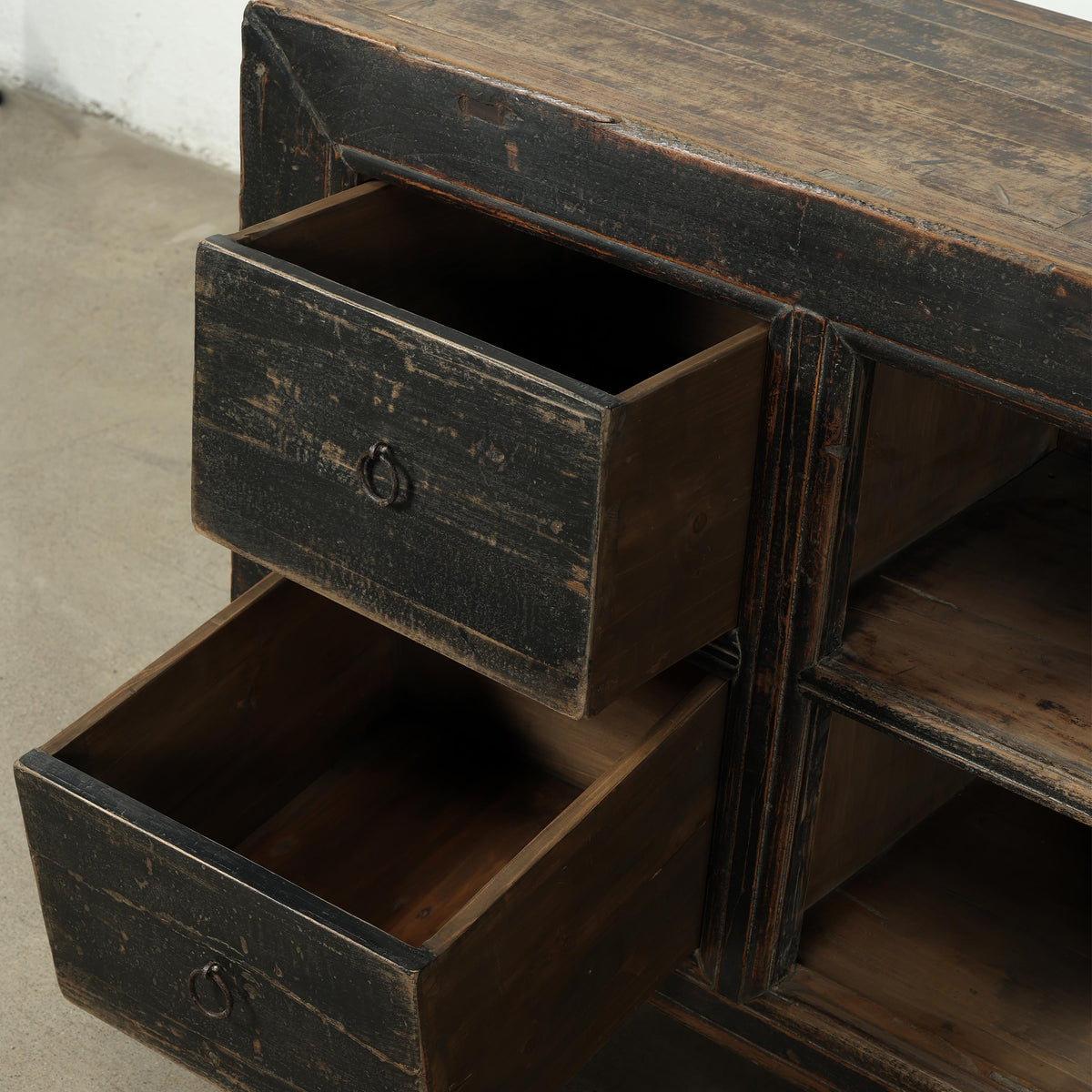 81" W Vintage Counter Table Distressed Black