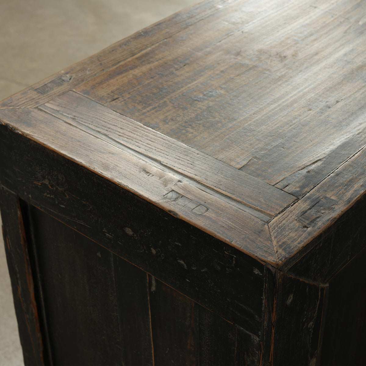 81" W Vintage Counter Table Distressed Black