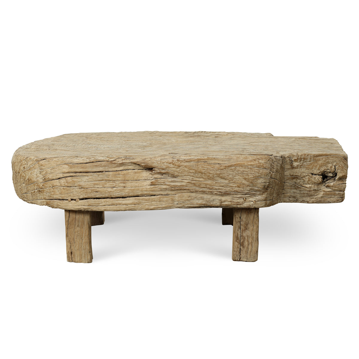 Live Edge Vintage Coffee Table Weathered Natural Oak 50x26x15.3H