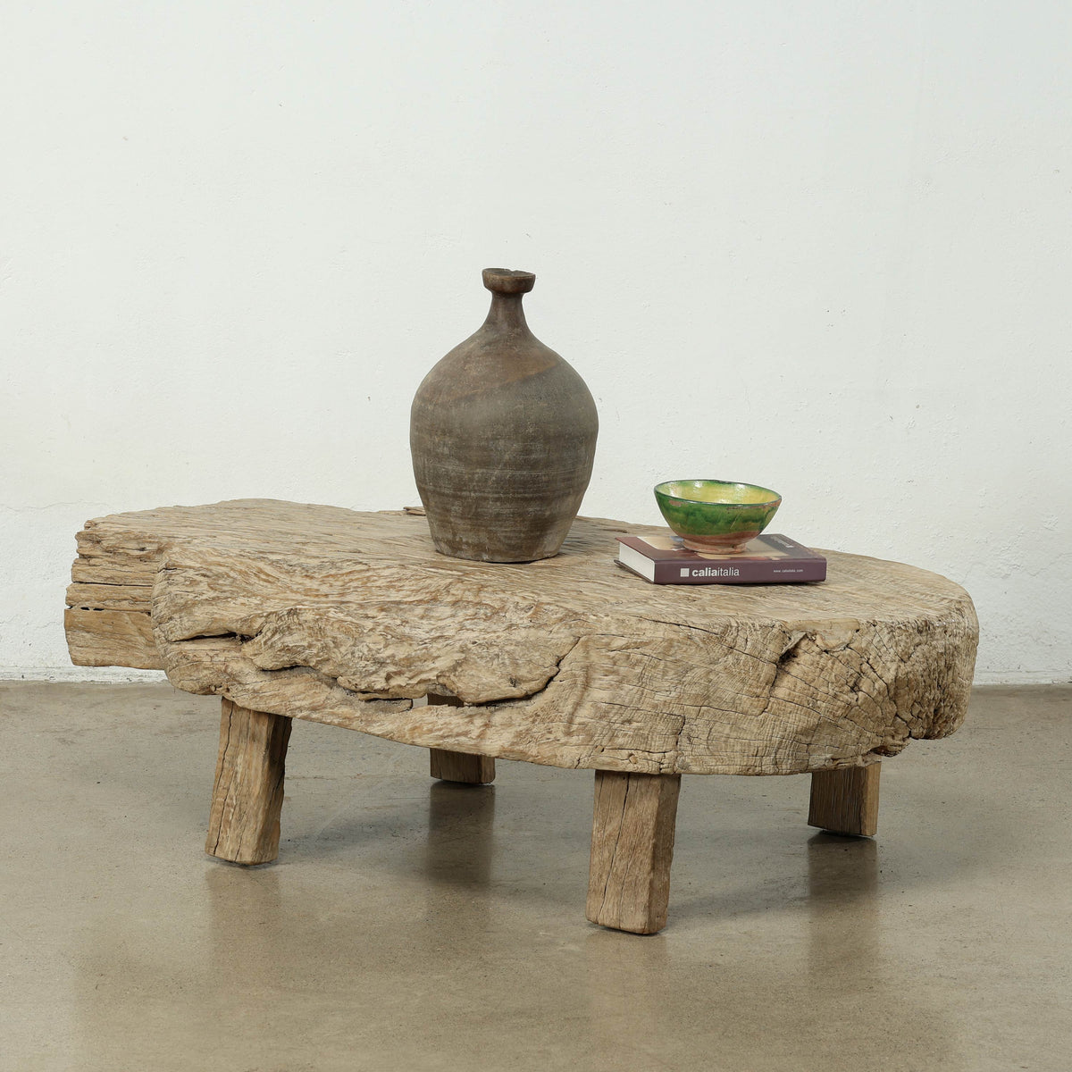 Live Edge Vintage Coffee Table Weathered Natural Oak 50x26x15.3H