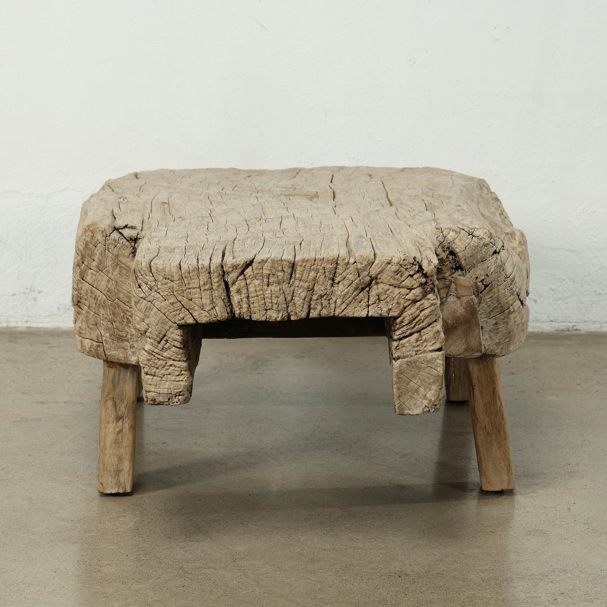 Live Edge Vintage Coffee Table Weathered Natural Oak 50x26x15.3H