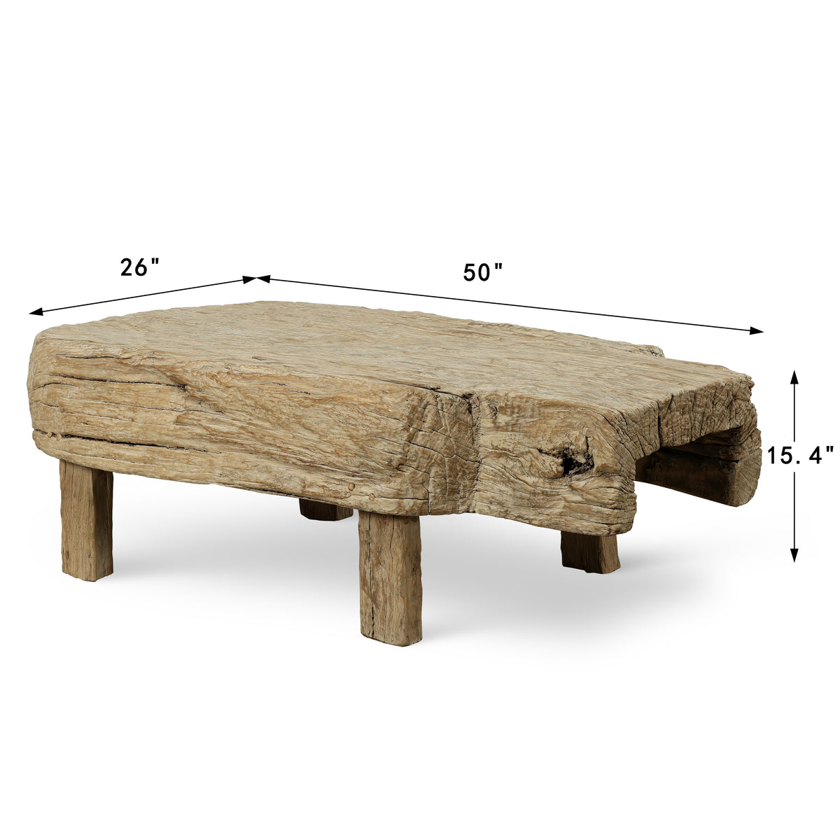 Live Edge Vintage Coffee Table Weathered Natural Oak 50x26x15.3H