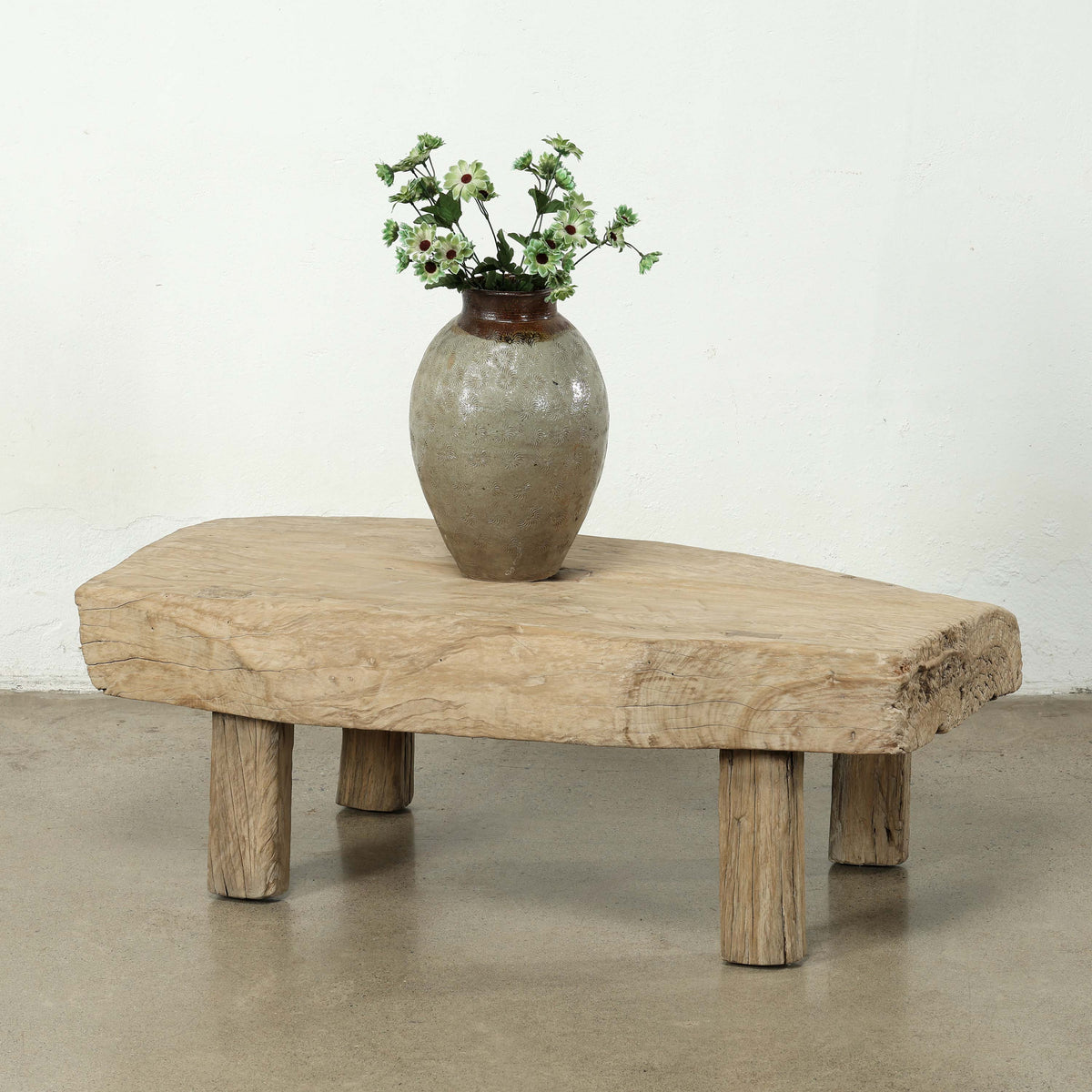 Approx. 44 Inches Wide Live Edge Vintage Coffee Table Weathered Natural Oak