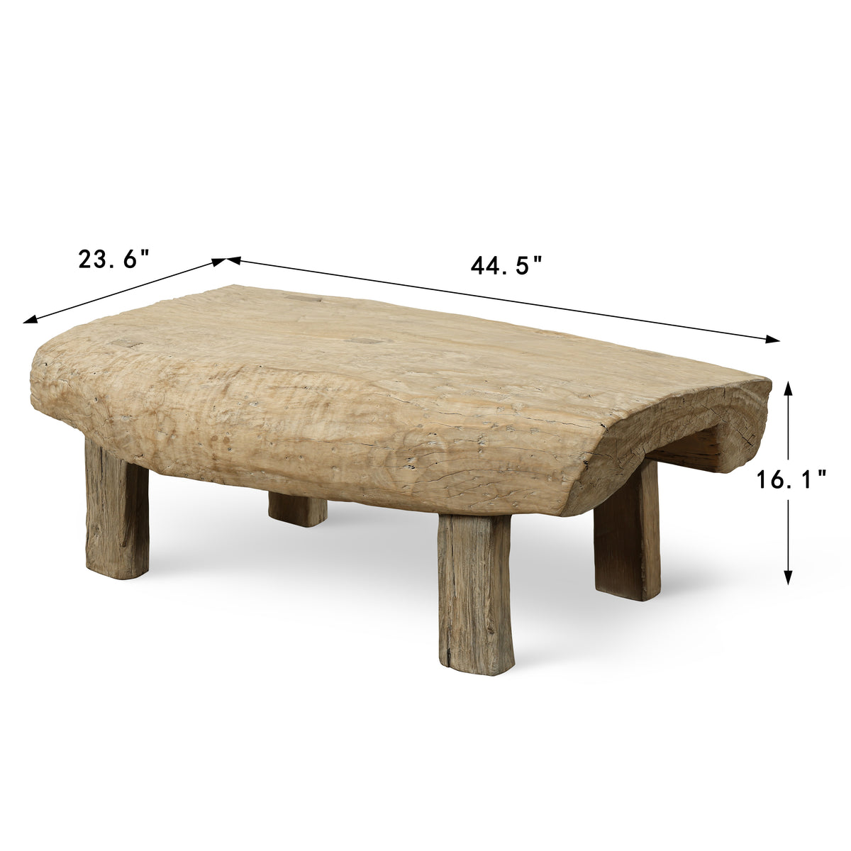 Approx. 44 Inches Wide Live Edge Vintage Coffee Table Weathered Natural Oak