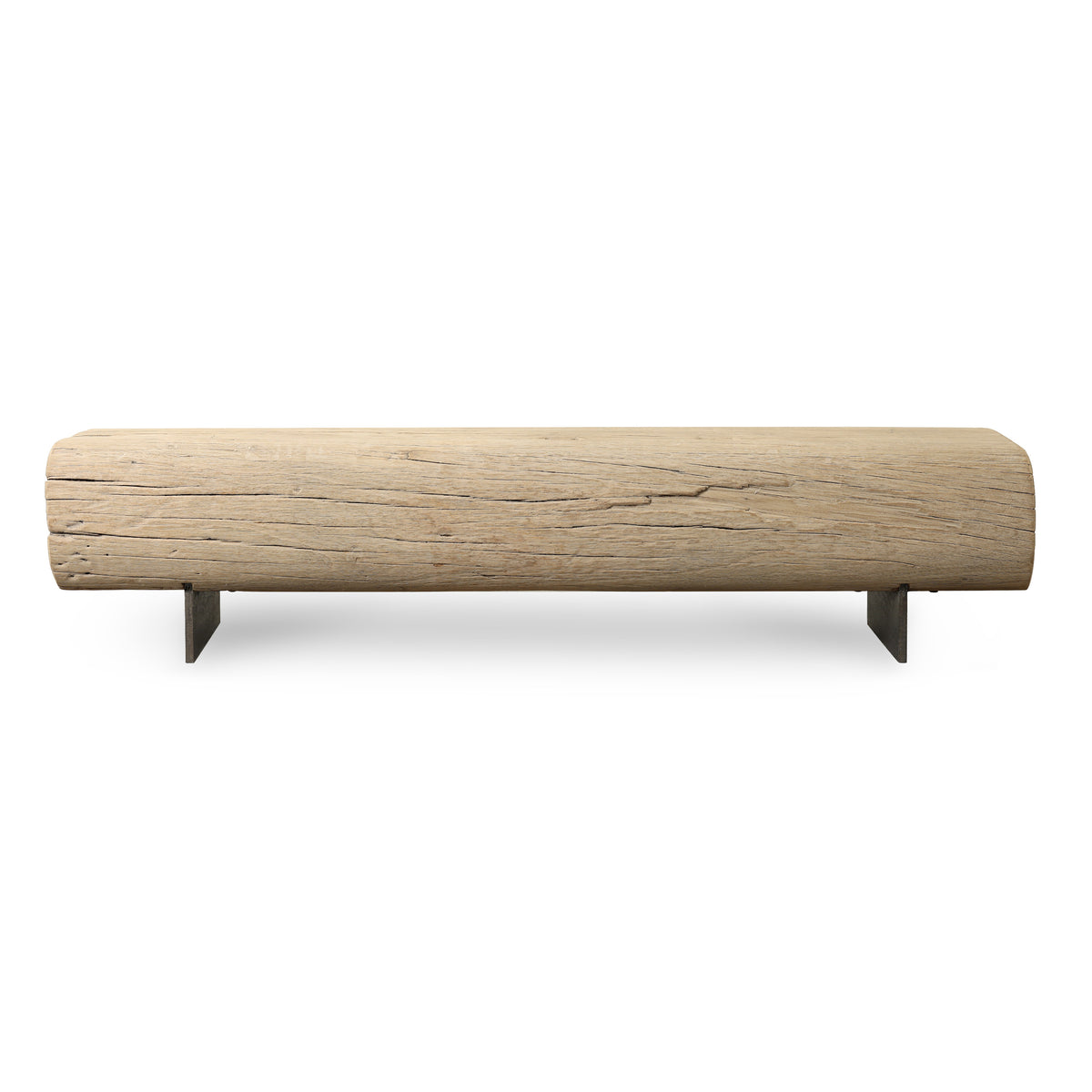 Approx 72-78 Inches Long 14-16 Inches Deep Vintage Timber Block Bench with Metal Stand