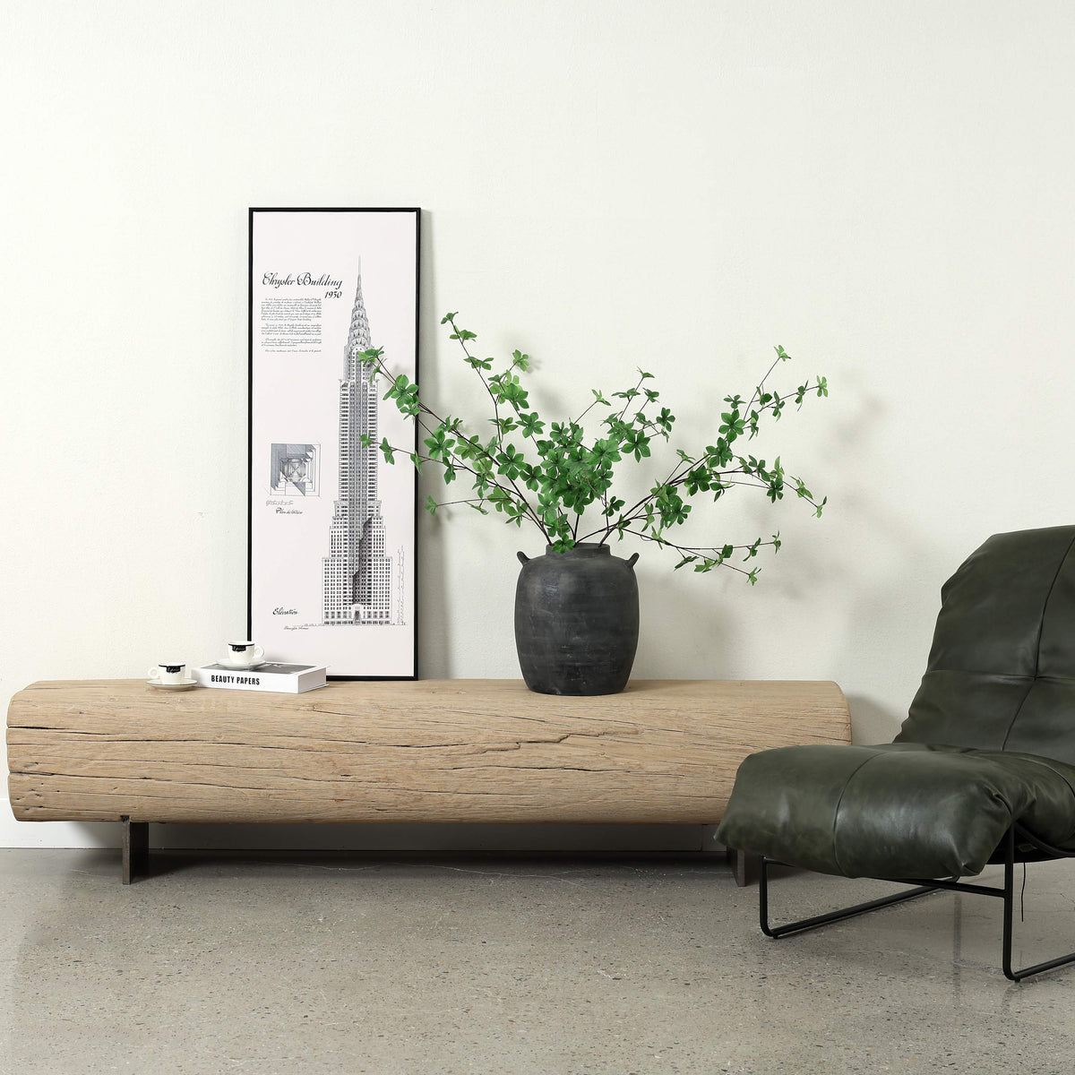Approx 72-78 Inches Long 14-16 Inches Deep Vintage Timber Block Bench with Metal Stand