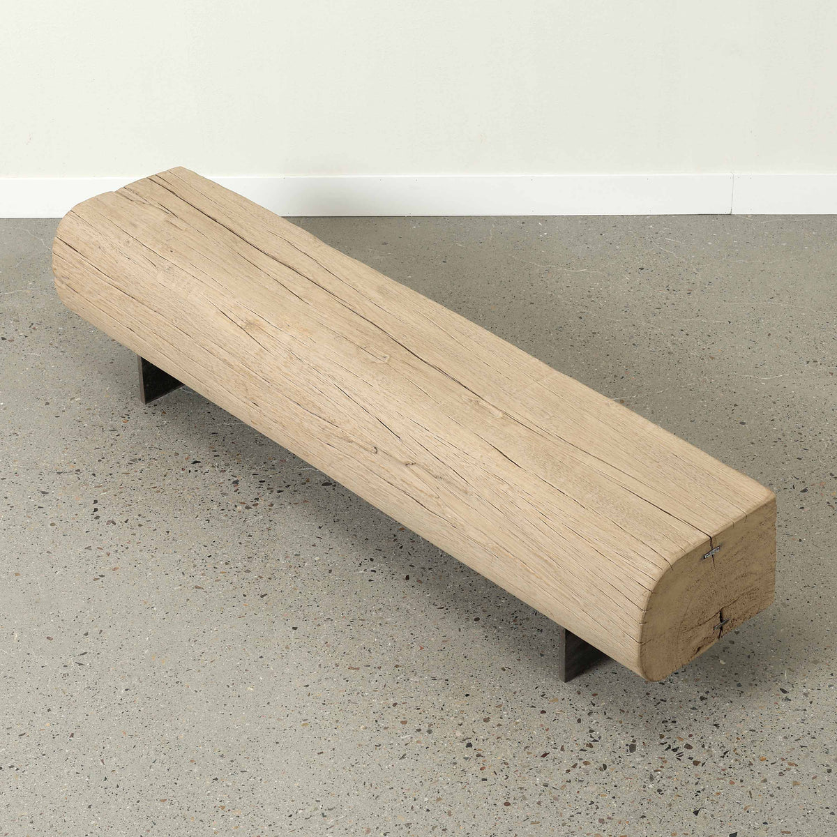 Approx 72-78 Inches Long 14-16 Inches Deep Vintage Timber Block Bench with Metal Stand
