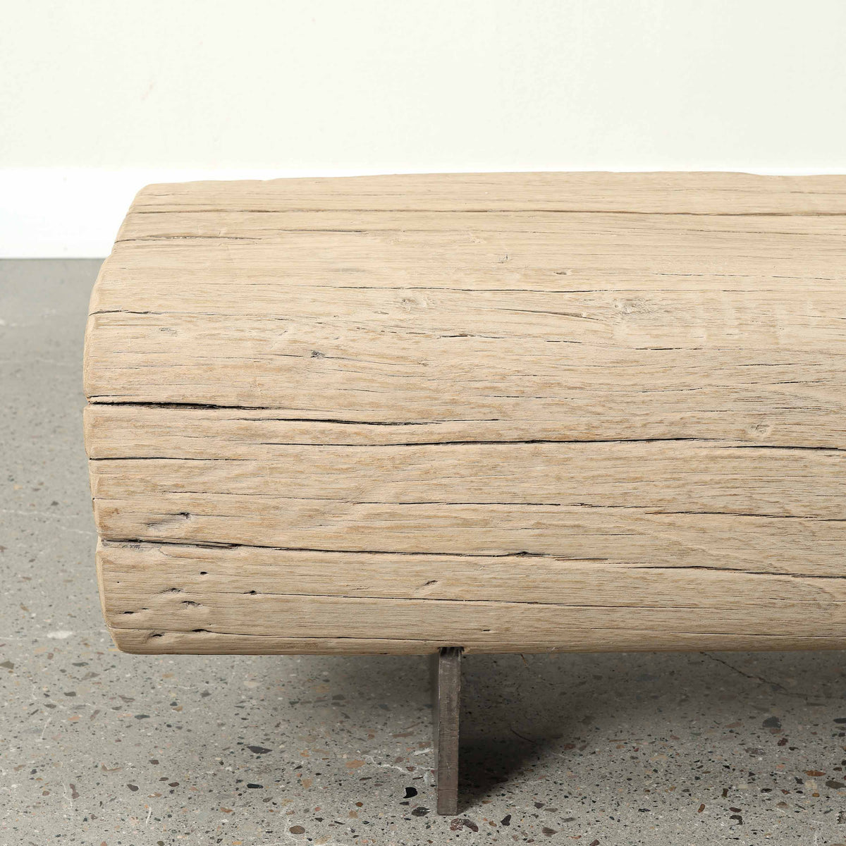 Approx 72-78 Inches Long 14-16 Inches Deep Vintage Timber Block Bench with Metal Stand