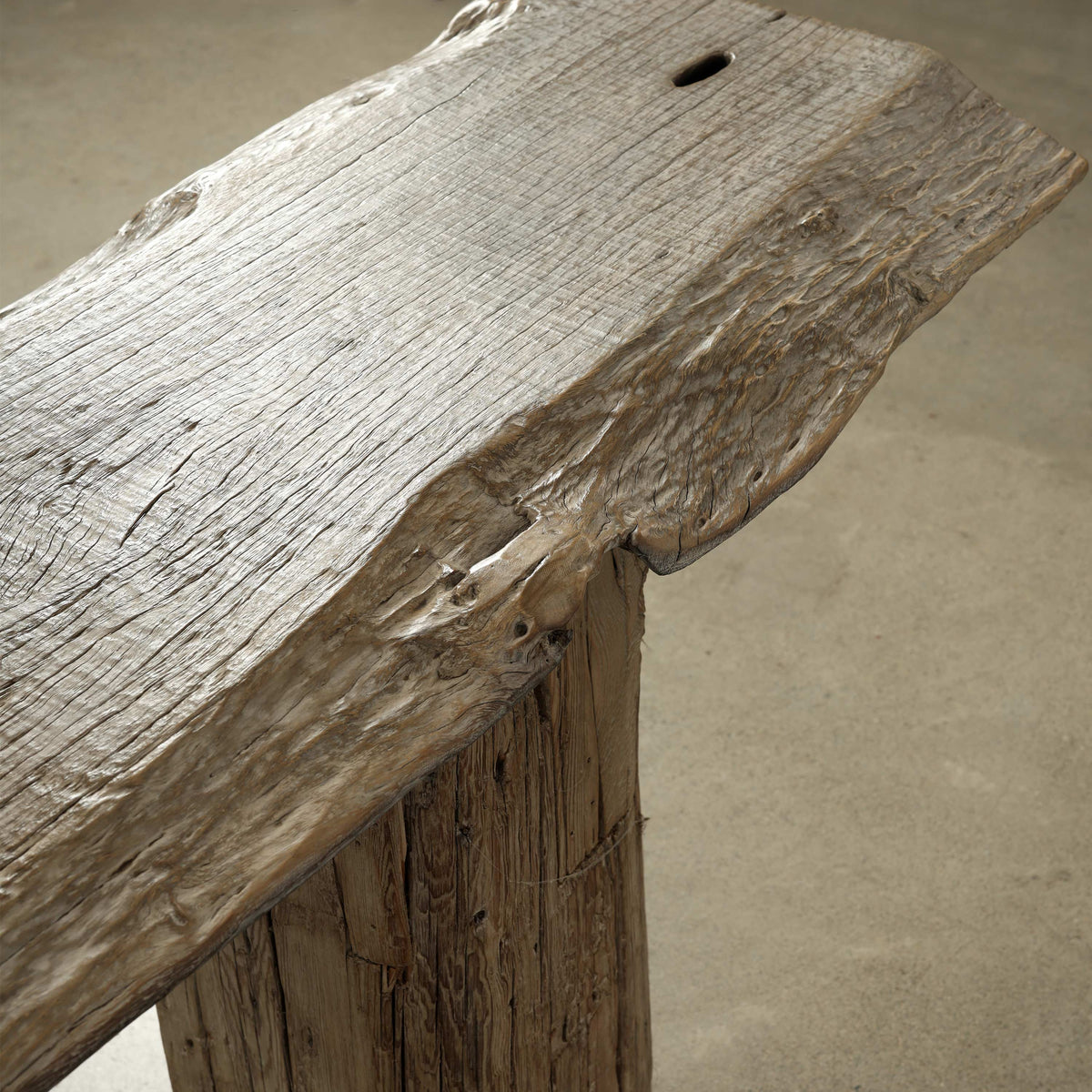 Approx. 120 Inches Long Ancient Round-Post Live-Edge Console