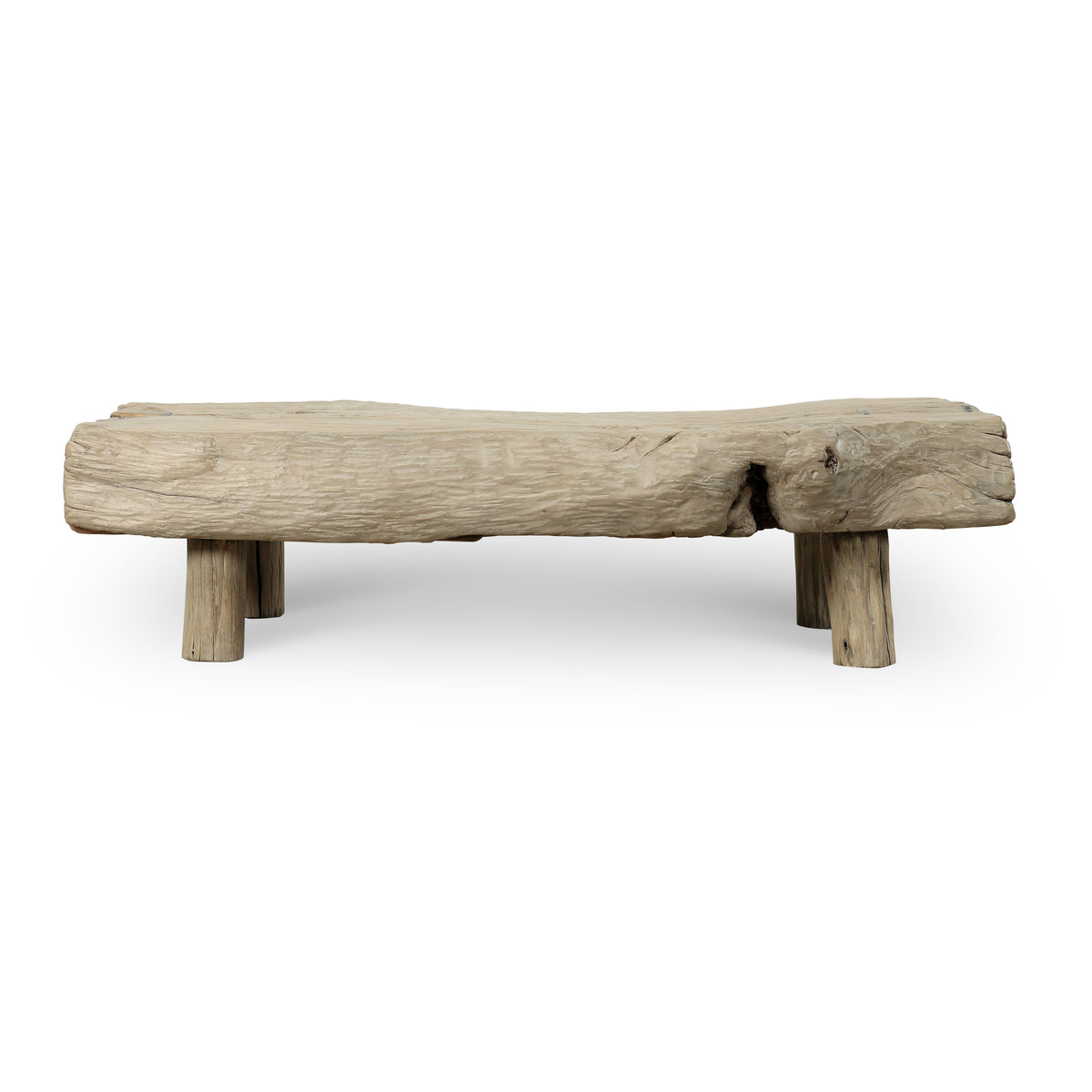 Vintage Live-Edge Slab Coffee Table 57" Wide and 24" Deep Weathered Natural