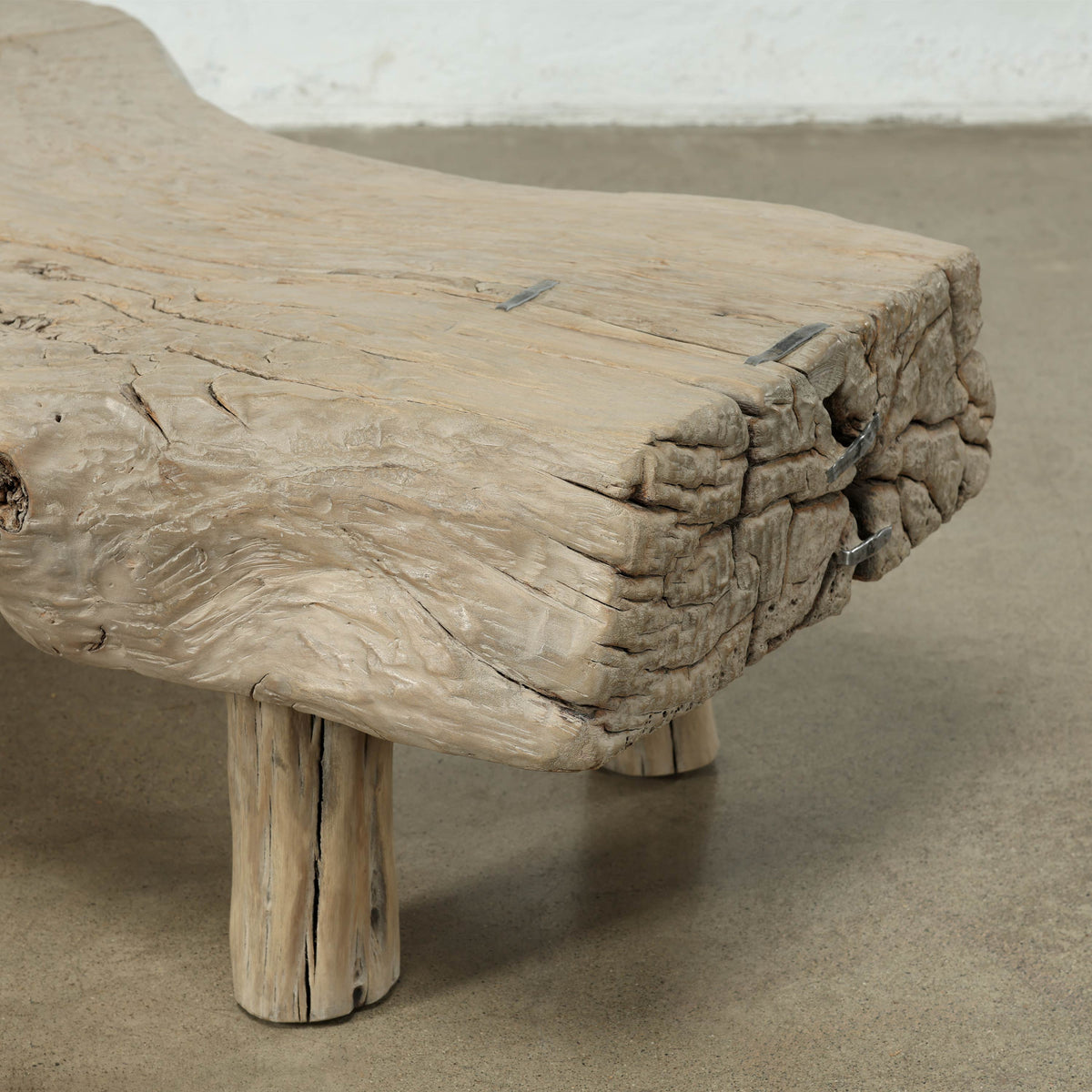 Vintage Live-Edge Slab Coffee Table 57" Wide and 24" Deep Weathered Natural