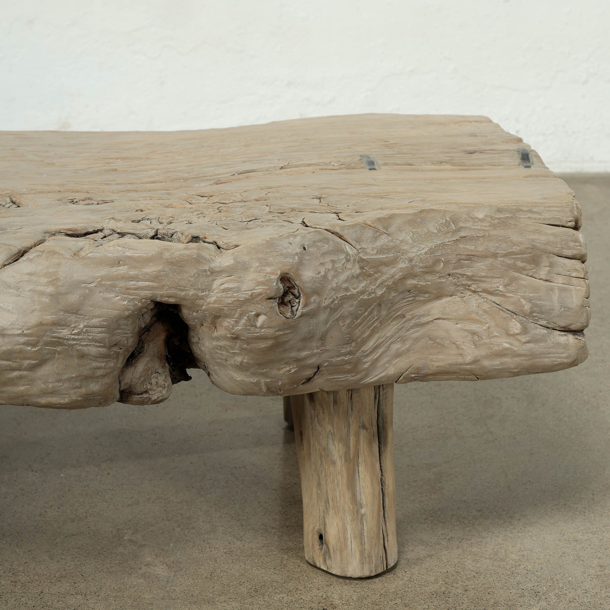 Vintage Live-Edge Slab Coffee Table 57" Wide and 24" Deep Weathered Natural