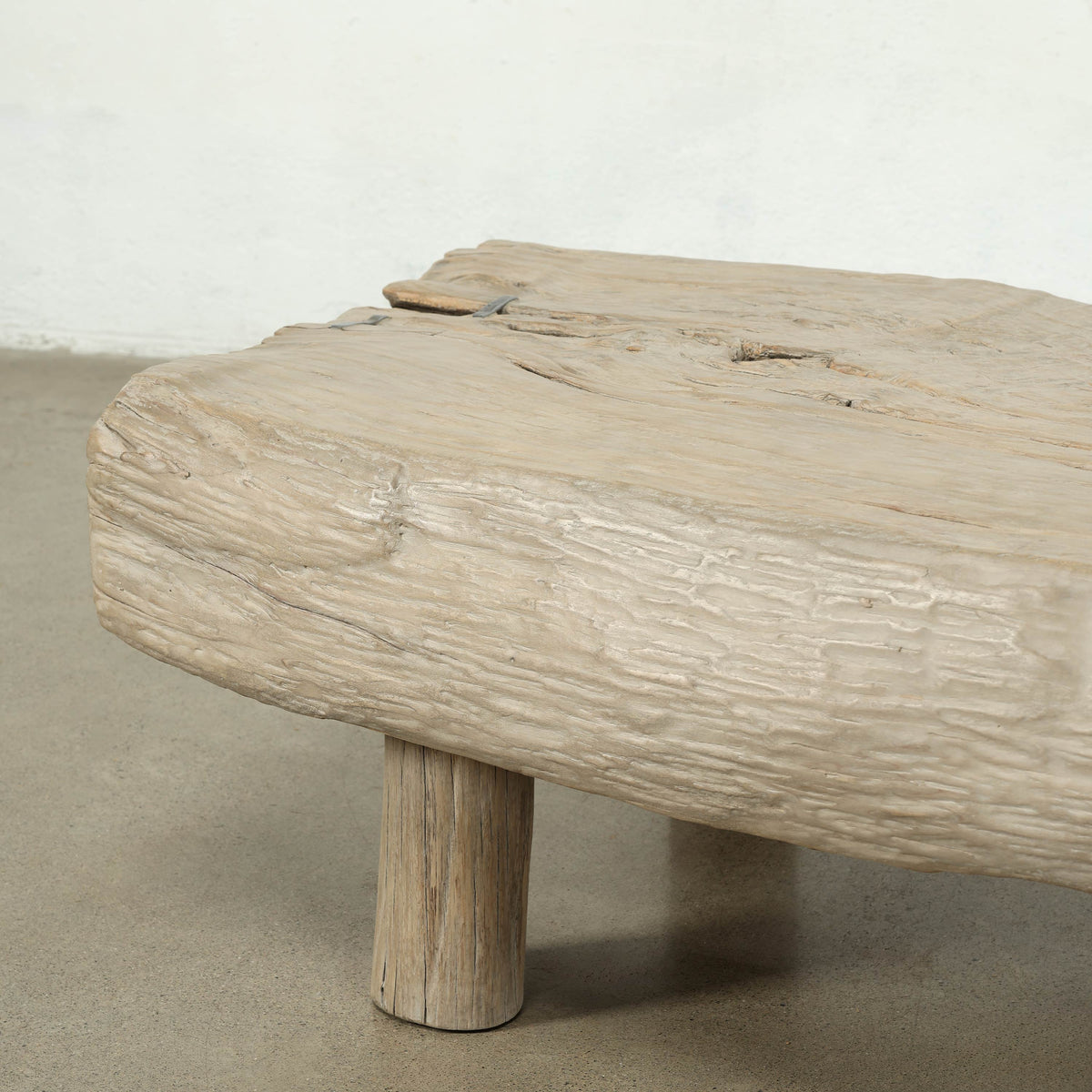 Vintage Live-Edge Slab Coffee Table 57" Wide and 24" Deep Weathered Natural