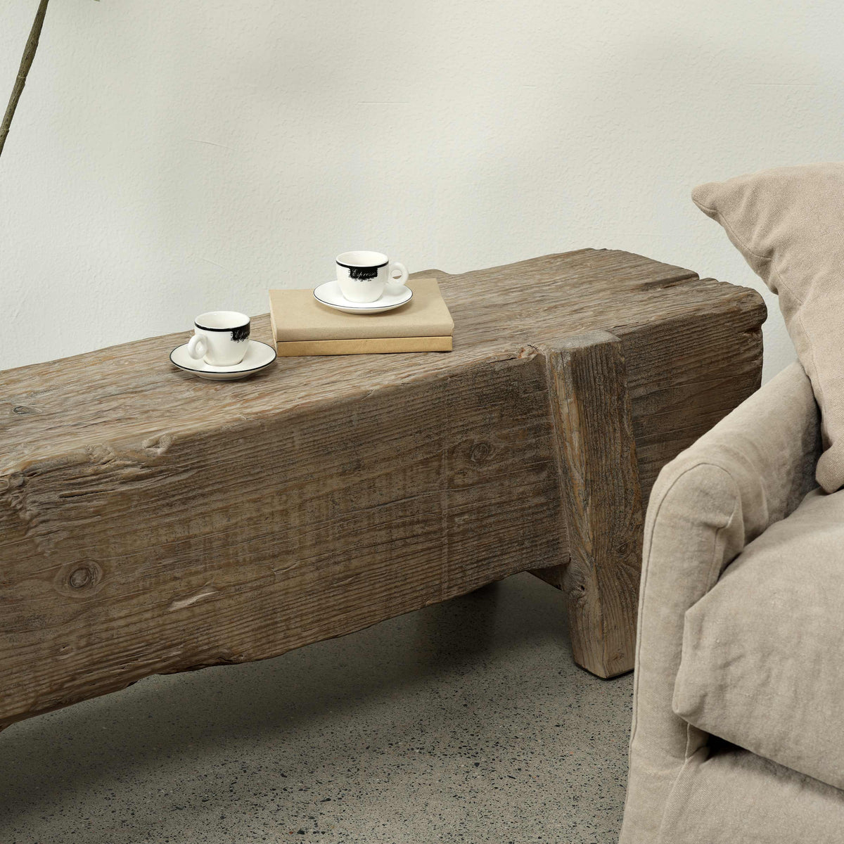 Approx 76-80 Inches Wide Vintage House Beam Bench Weathered Grey