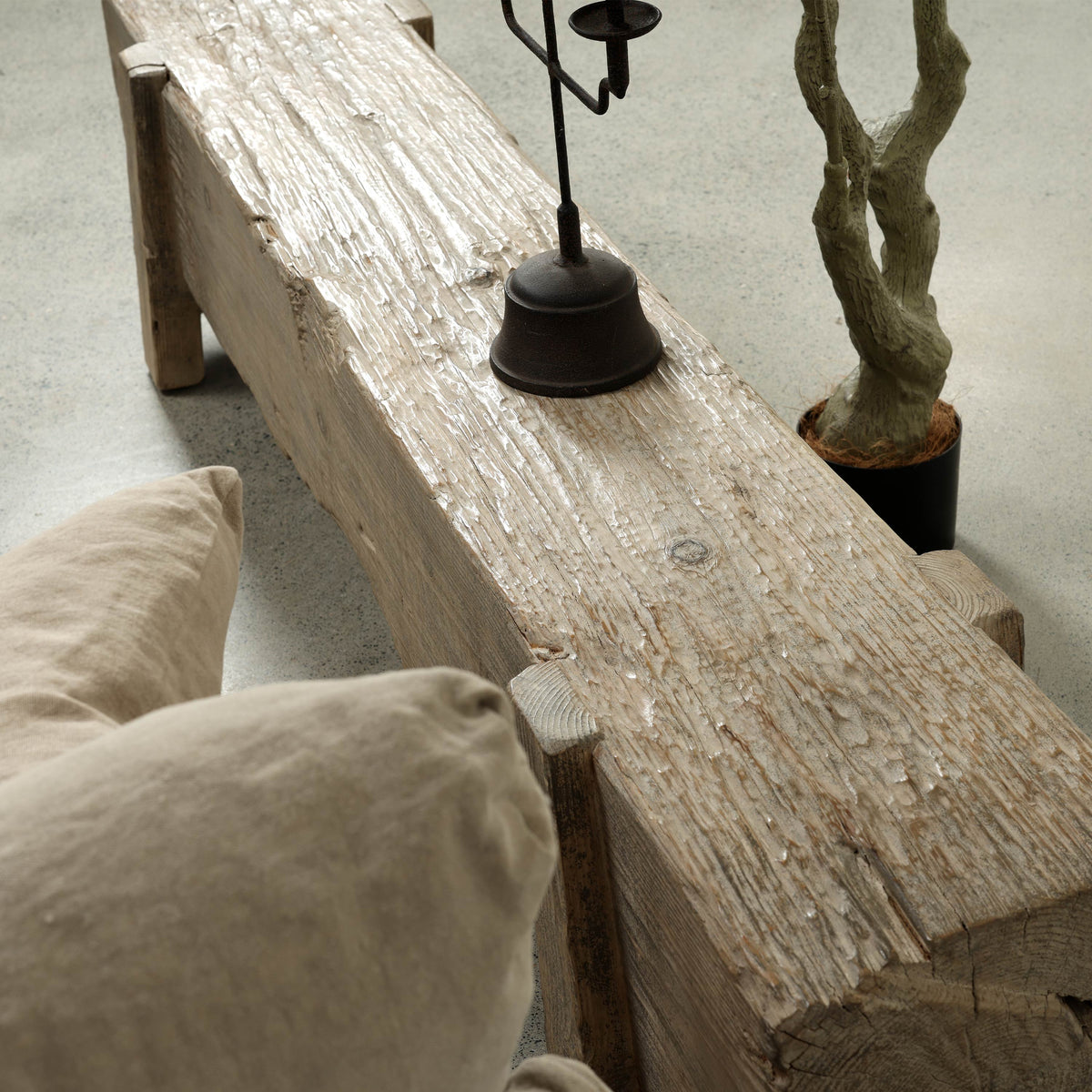 Approx 76-80 Inches Wide Vintage House Beam Bench Weathered Grey