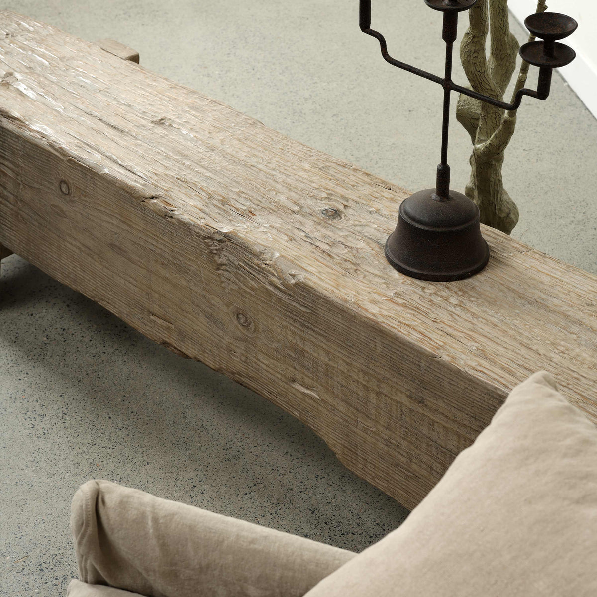 Approx 76-80 Inches Wide Vintage House Beam Bench Weathered Grey