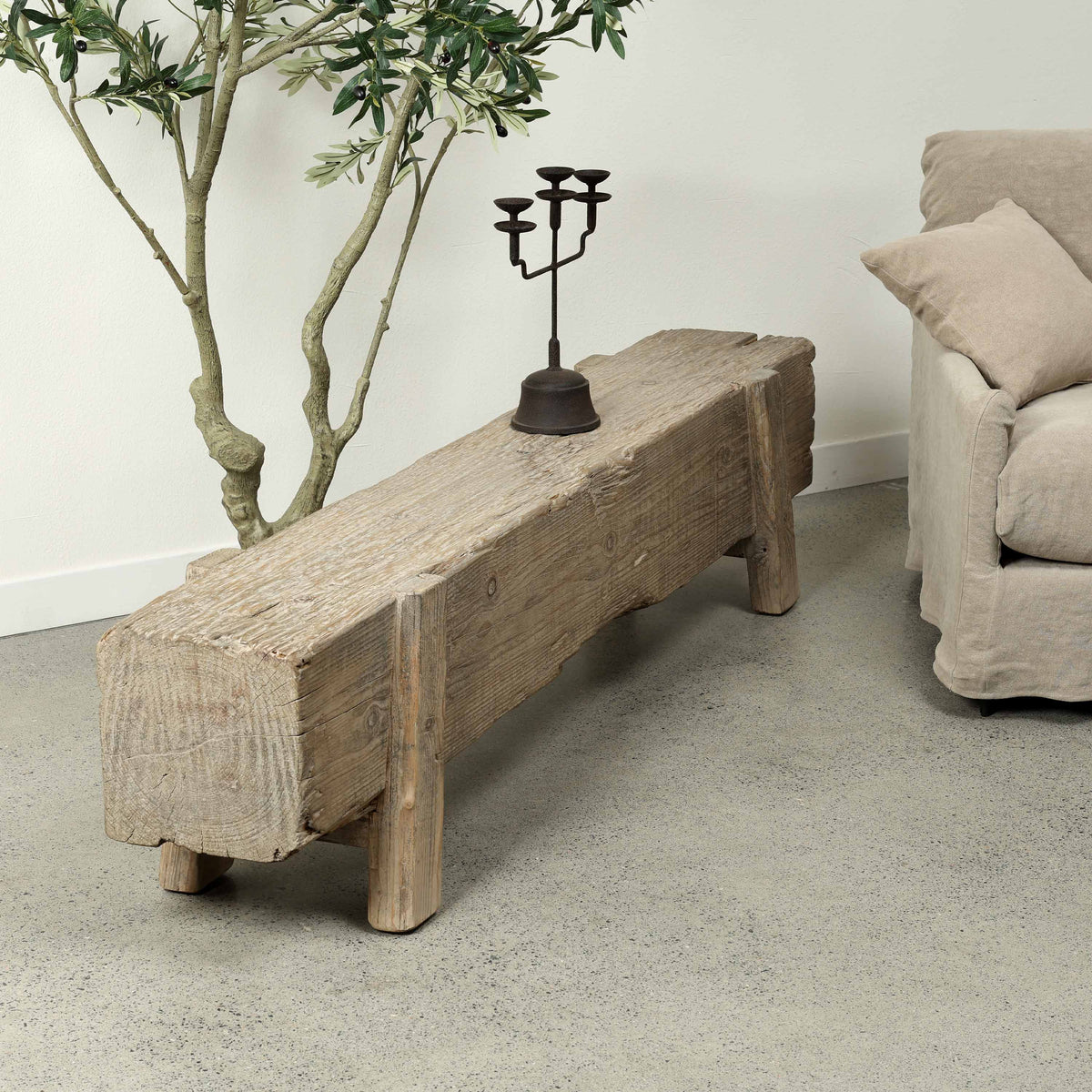 Approx 76-80 Inches Wide Vintage House Beam Bench Weathered Grey
