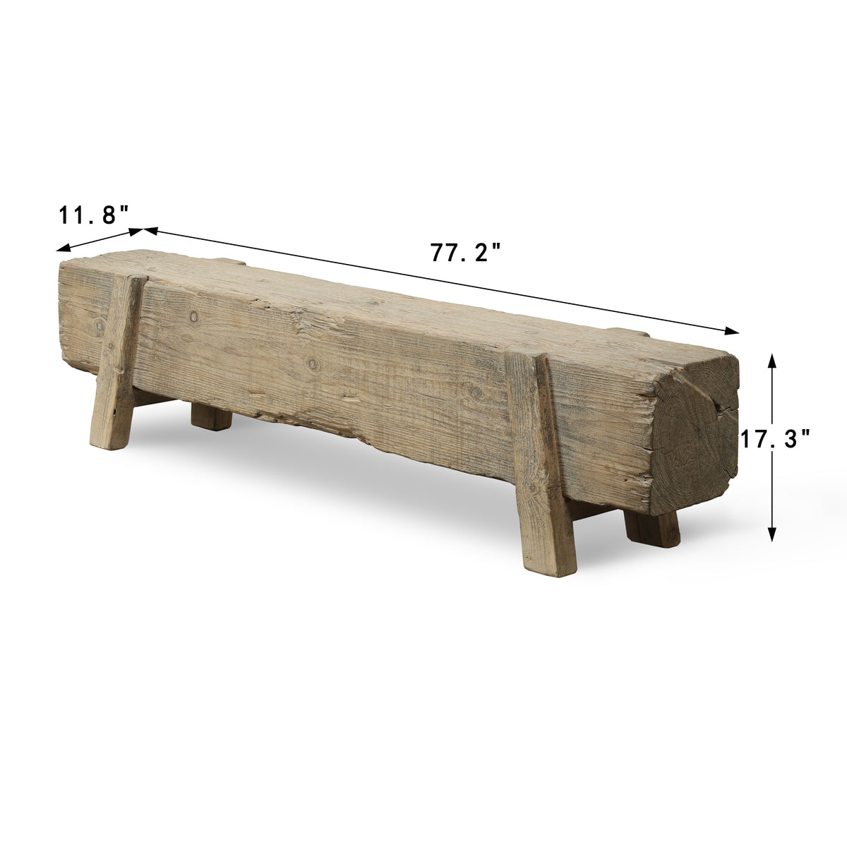Approx 76-80 Inches Wide Vintage House Beam Bench Weathered Grey