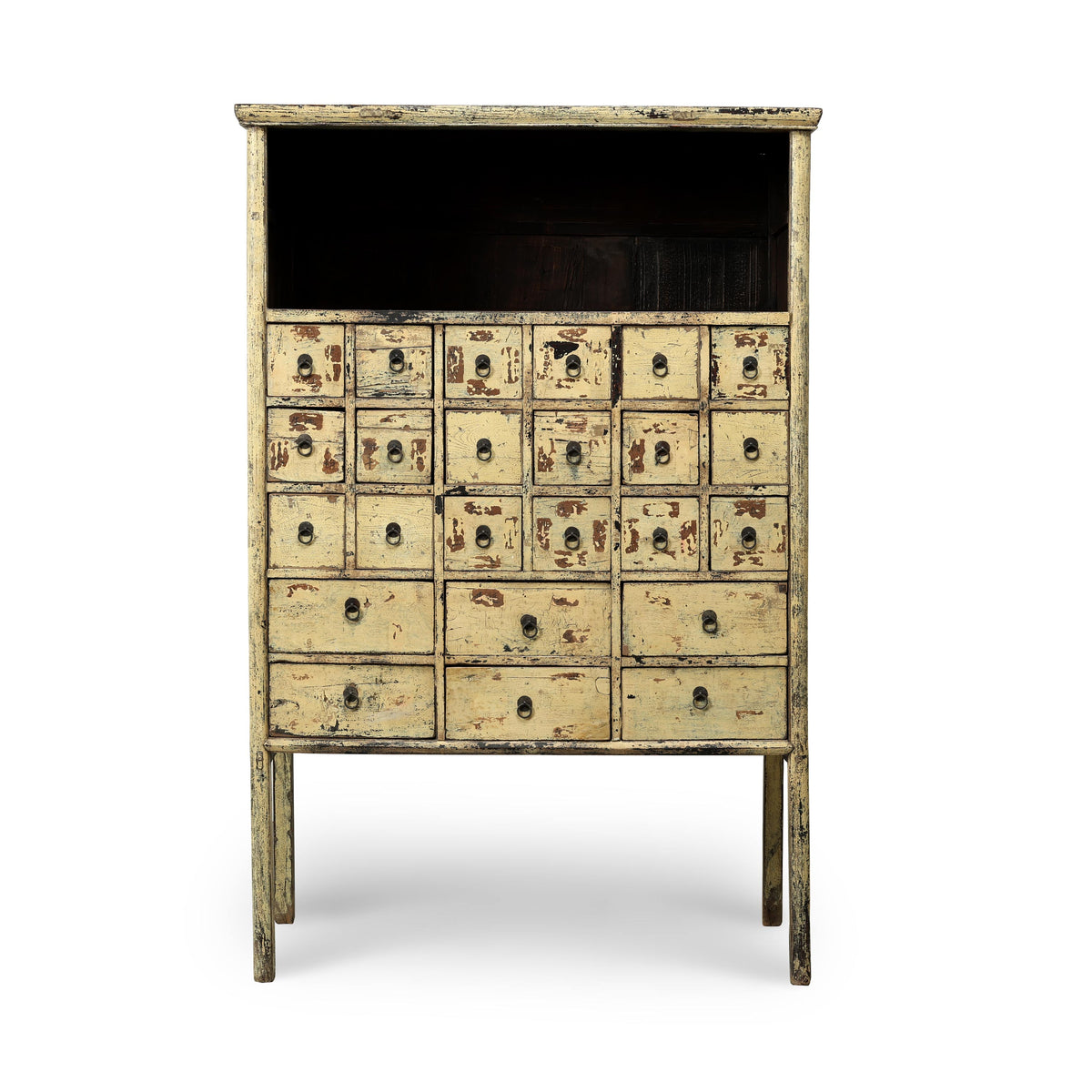 Approx. 45" Wide 70" Tall Vintage Pharmacy Cabinet with Open Display Shelf