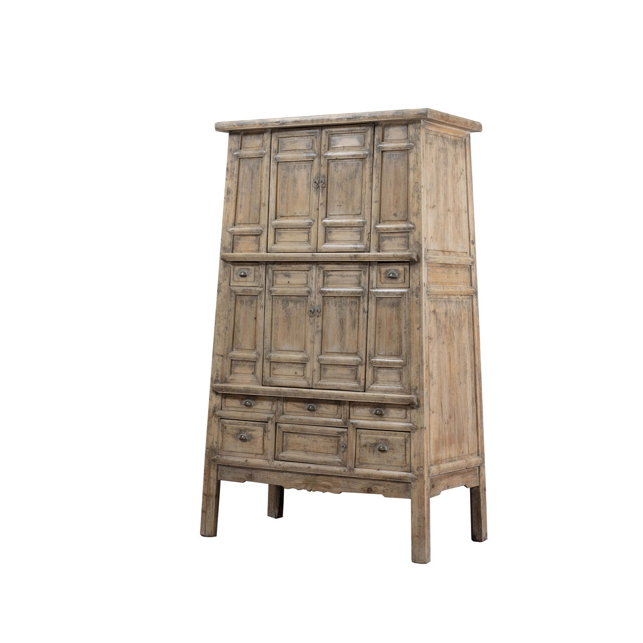 Approx 86" High A-Shaped Antique Cabinet with 7 Drawers Weathered Natural