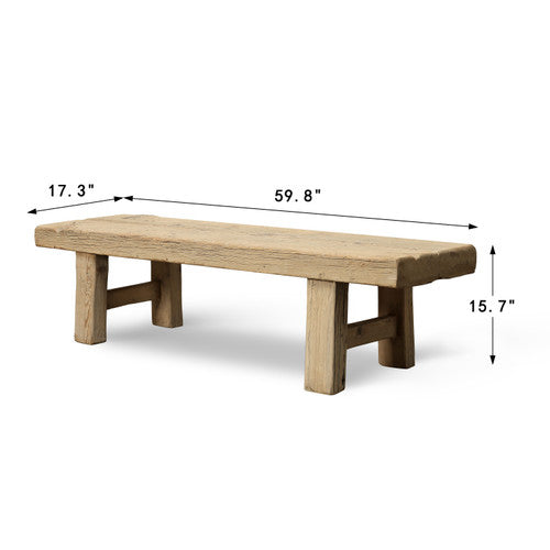 60" Wide Vintage Bench Weathered Natural image 2