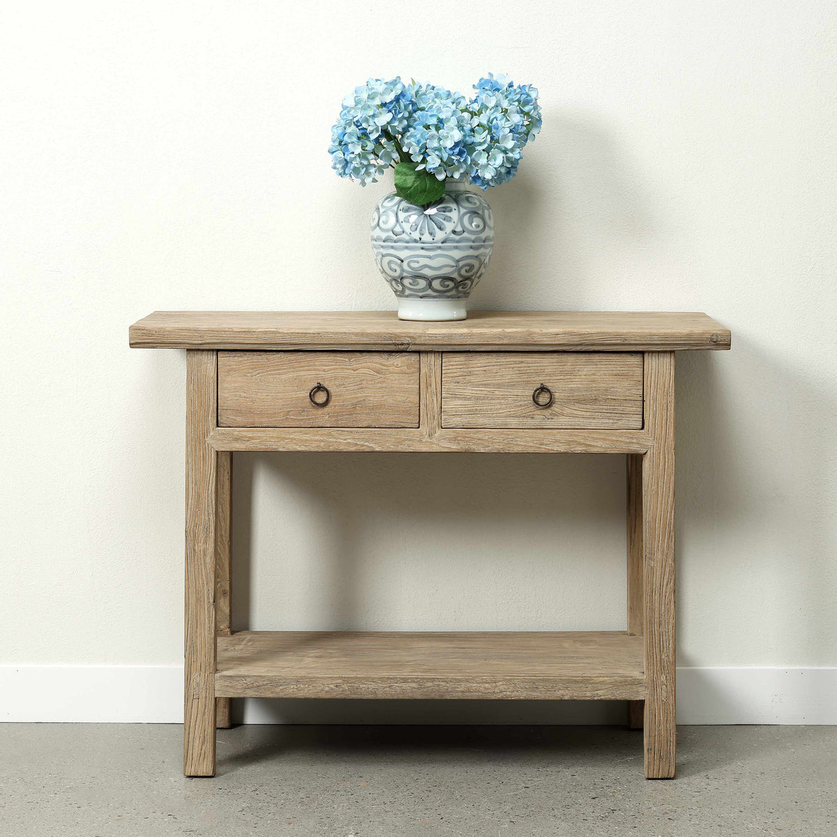 Approx 43" Wide Console with Two Drawers Weathered Natural