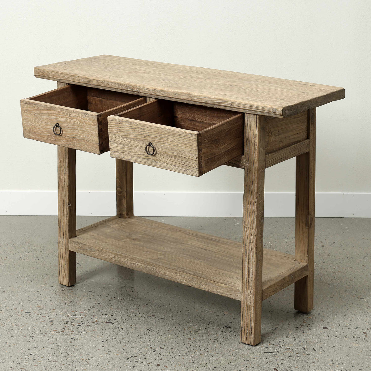 Approx 43" Wide Console with Two Drawers Weathered Natural
