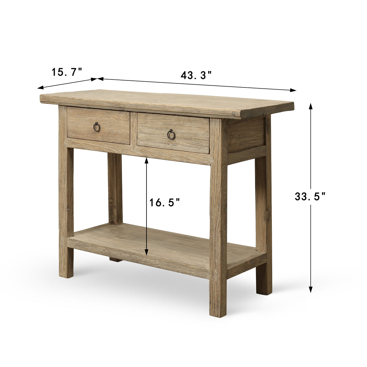 Approx 43" Wide Console with Two Drawers Weathered Natural