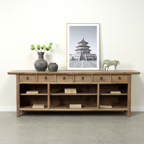 Approx. 66" Wide Vintage Sideboard with 9 Drawers Weathered Natural image 2