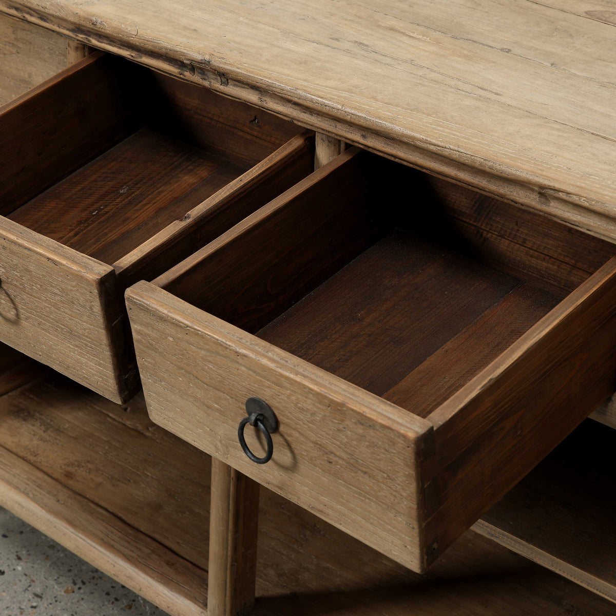 Approx. 104" Wide Vintage Sideboard with 6 Drawers, Weathered Natural