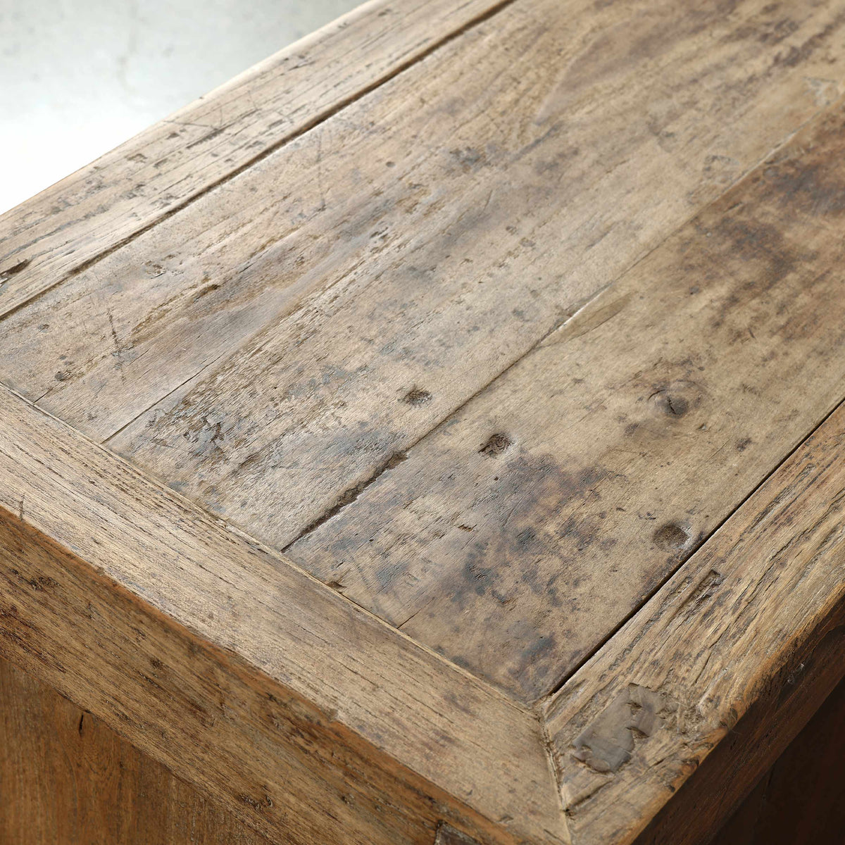 Approx. 107" Wide Vintage Countertable with 6 Drawers, Walnut Wood Weathered Natural