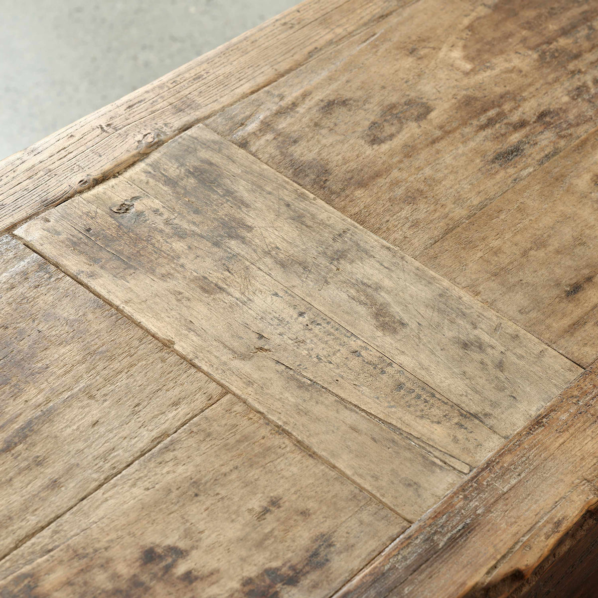 Approx. 107" Wide Vintage Countertable with 6 Drawers, Walnut Wood Weathered Natural