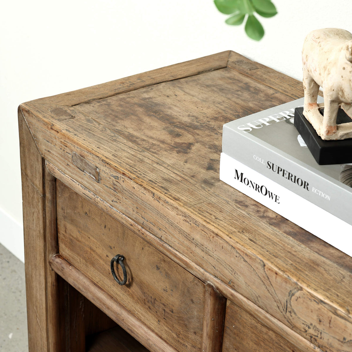 Approx. 107" Wide Vintage Countertable with 6 Drawers, Walnut Wood Weathered Natural